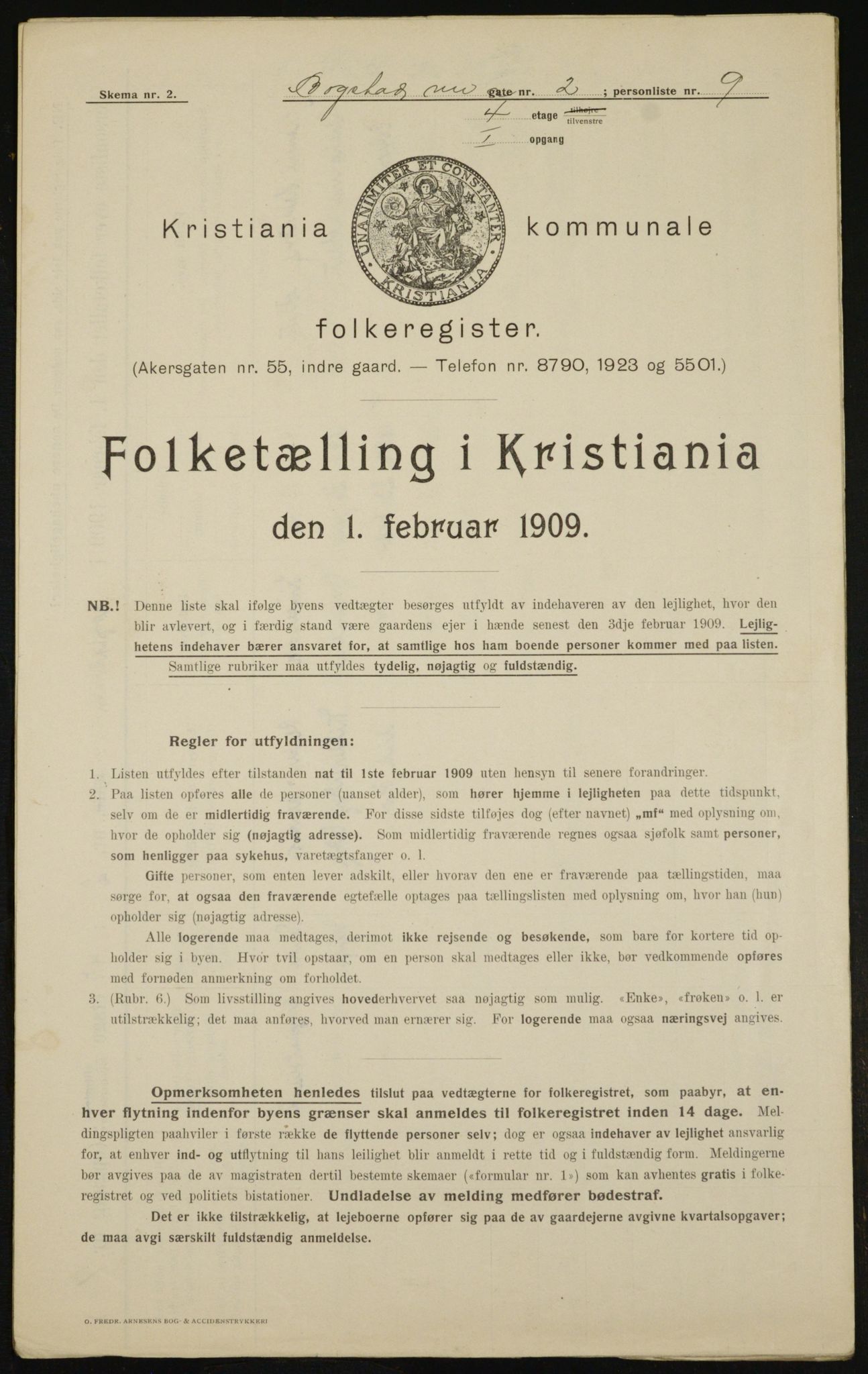 OBA, Municipal Census 1909 for Kristiania, 1909, p. 6346