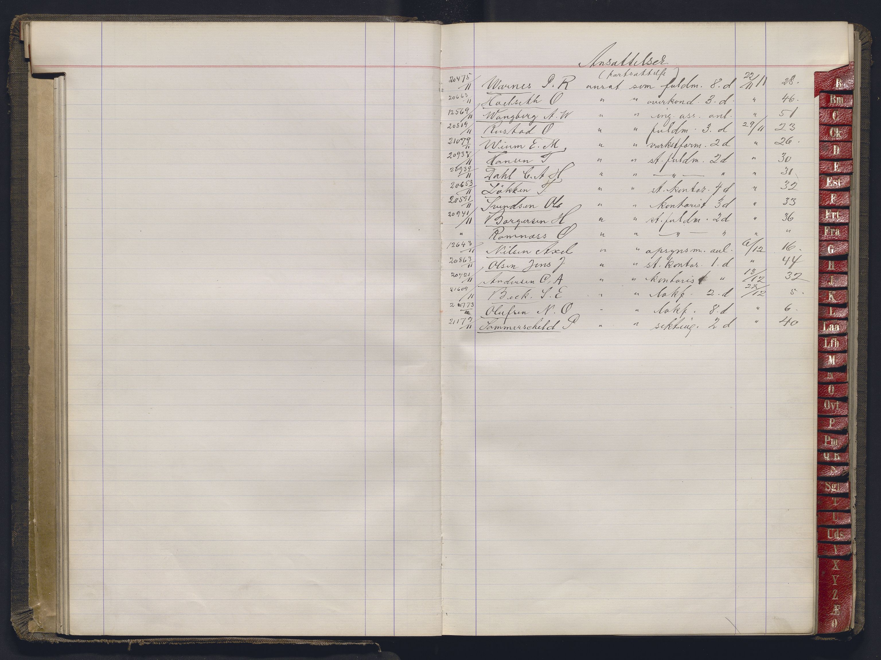 Norges statsbaner, Administrasjons- økonomi- og personalavdelingen, RA/S-3412/A/Aa/L0033: Register til forhandlingsprotokoll, 1907-1911