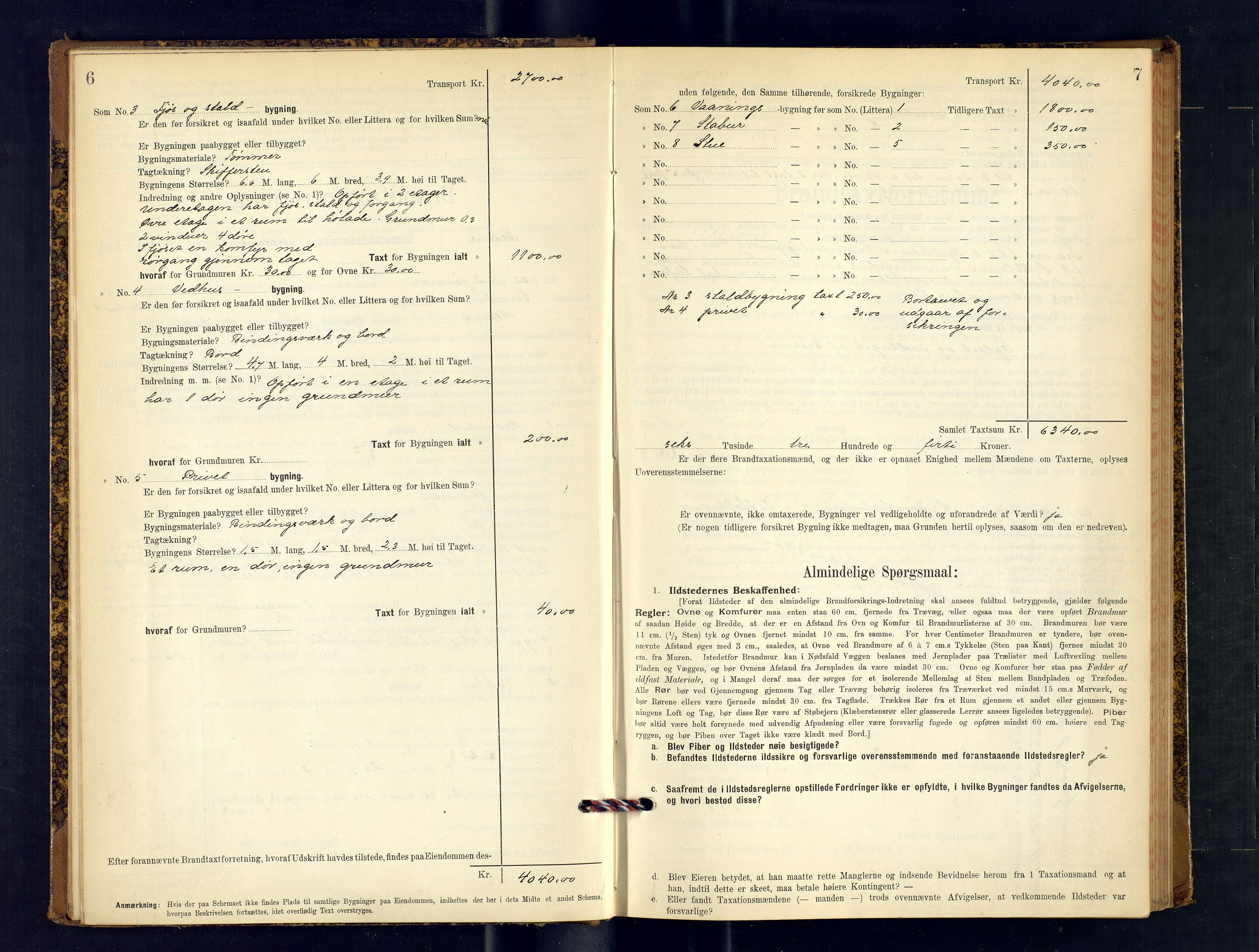 Alta lensmannskontor, AV/SATØ-S-1165/O/Ob/L0169: Branntakstprotokoll, 1901-1910, p. 6-7