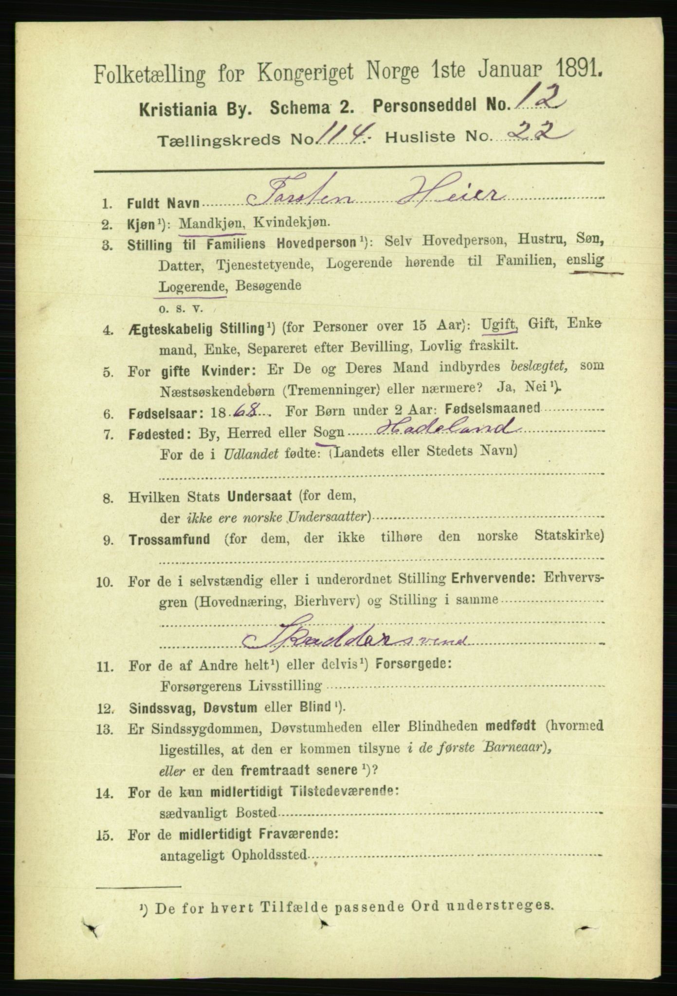 RA, 1891 census for 0301 Kristiania, 1891, p. 61390