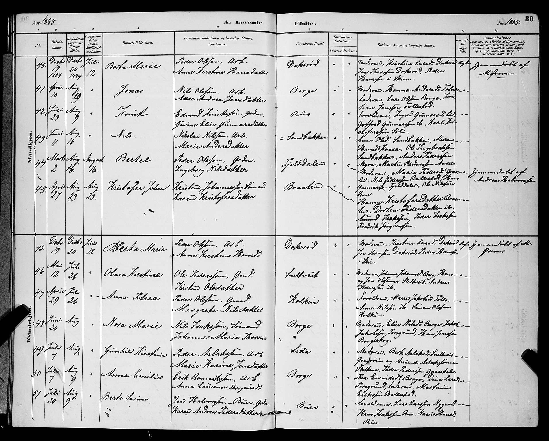 Gjerpen kirkebøker, AV/SAKO-A-265/G/Ga/L0002: Parish register (copy) no. I 2, 1883-1900, p. 30