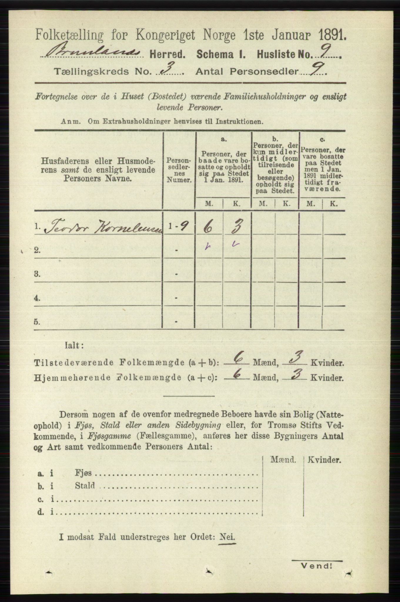 RA, 1891 census for 0726 Brunlanes, 1891, p. 1285