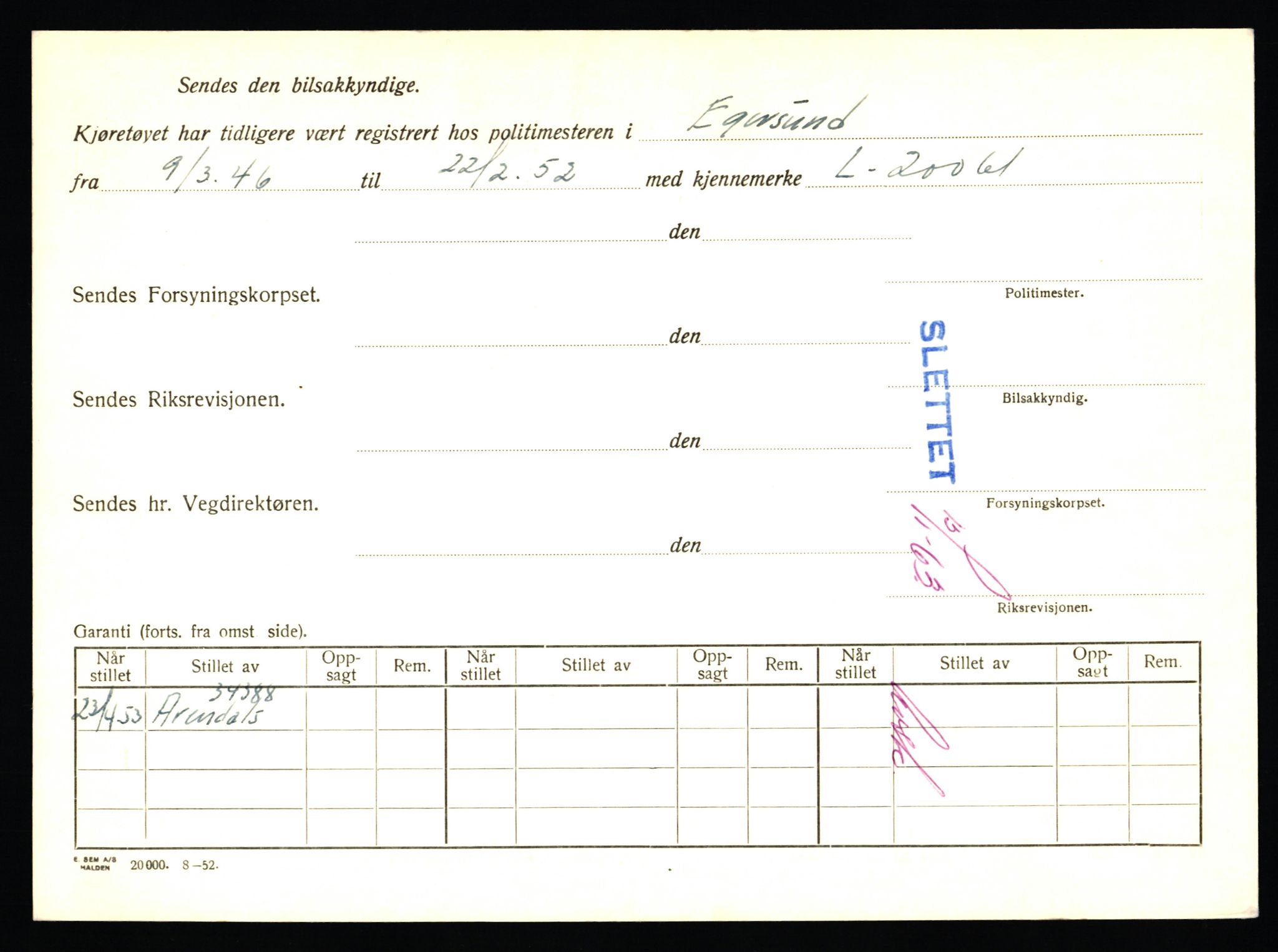 Stavanger trafikkstasjon, SAST/A-101942/0/F/L0038: L-21500 - L-22252, 1930-1971, p. 1994