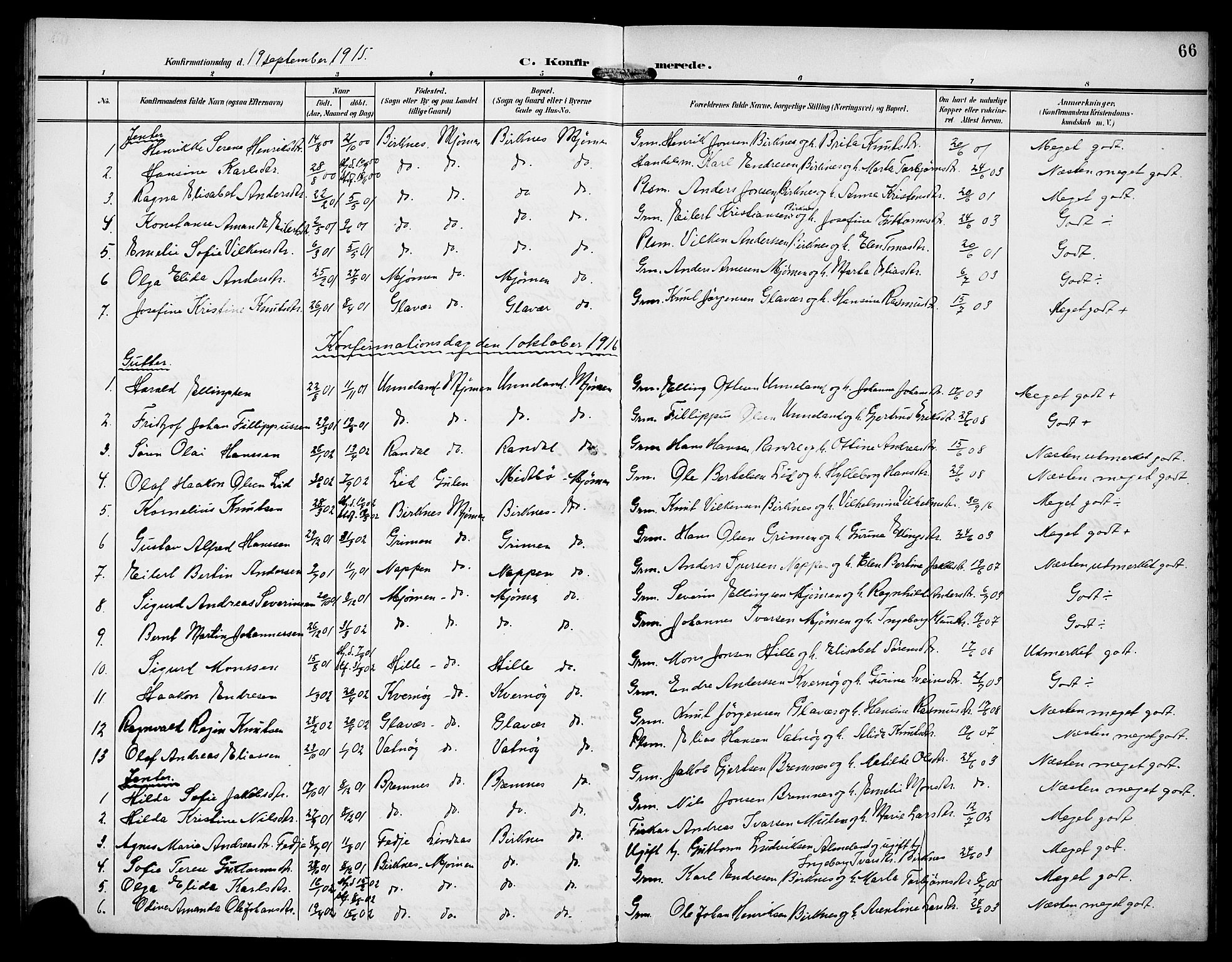 Gulen sokneprestembete, SAB/A-80201/H/Hab/Habd/L0001: Parish register (copy) no. D 1, 1901-1924, p. 66