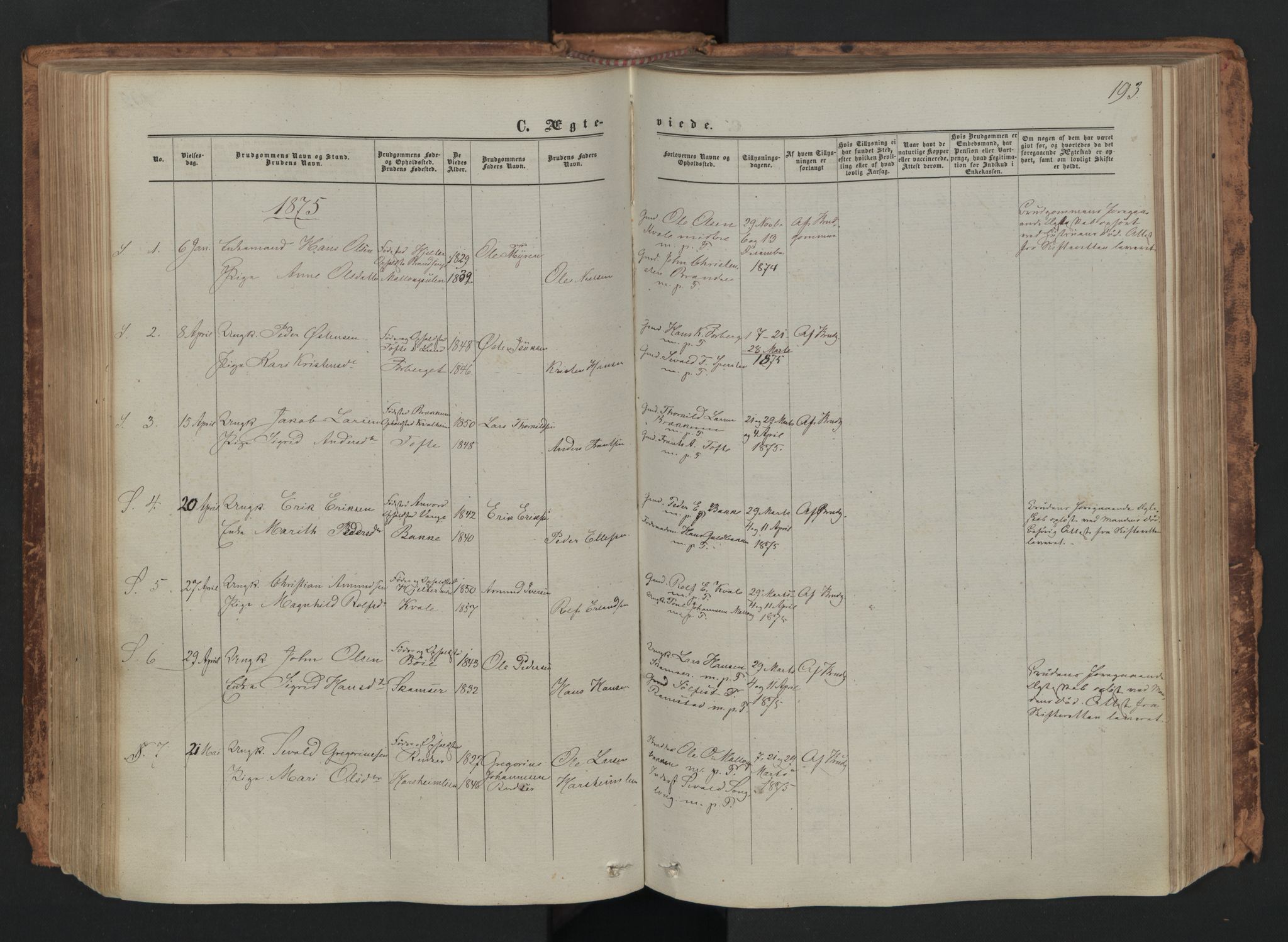 Skjåk prestekontor, AV/SAH-PREST-072/H/Ha/Haa/L0001: Parish register (official) no. 1, 1863-1879, p. 193