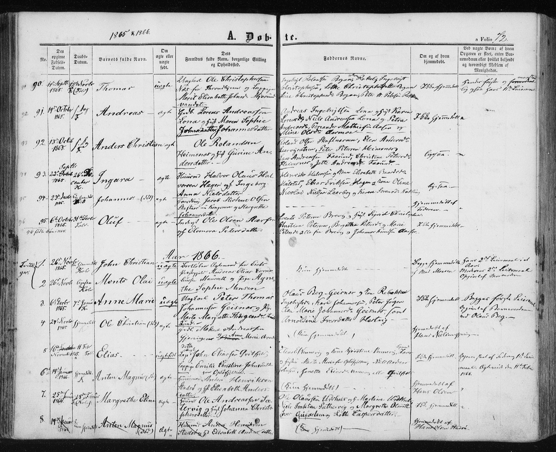 Ministerialprotokoller, klokkerbøker og fødselsregistre - Nord-Trøndelag, SAT/A-1458/780/L0641: Parish register (official) no. 780A06, 1857-1874, p. 72