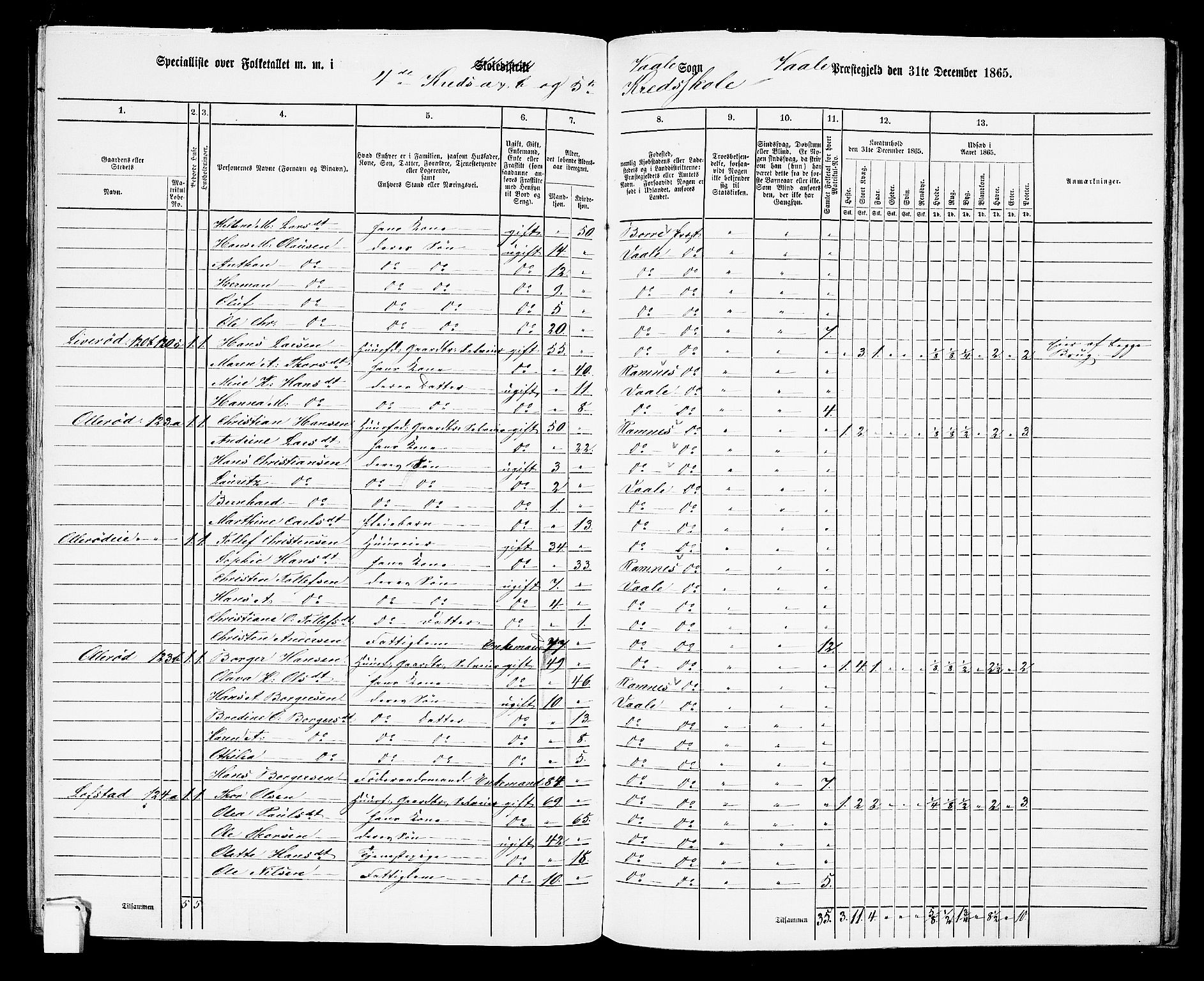 RA, 1865 census for Våle, 1865, p. 48
