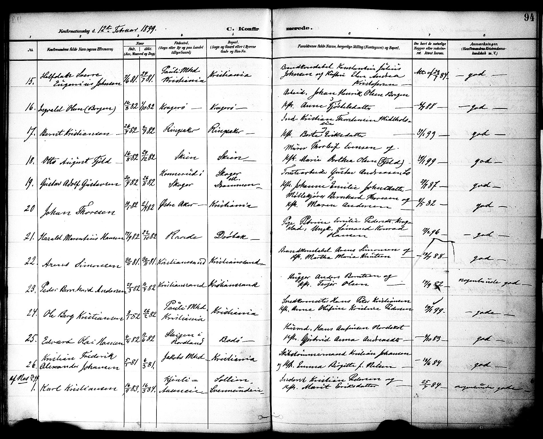 Nes prestekontor, Hedmark, SAH/PREST-020/K/Ka/L0010: Parish register (official) no. 10, 1887-1905, p. 94