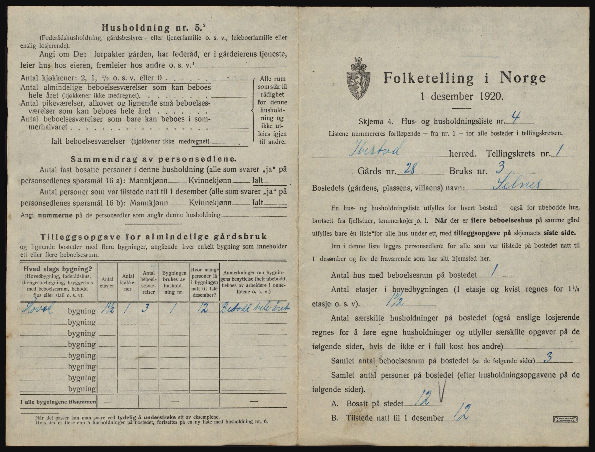 SATØ, 1920 census for Ibestad, 1920, p. 94