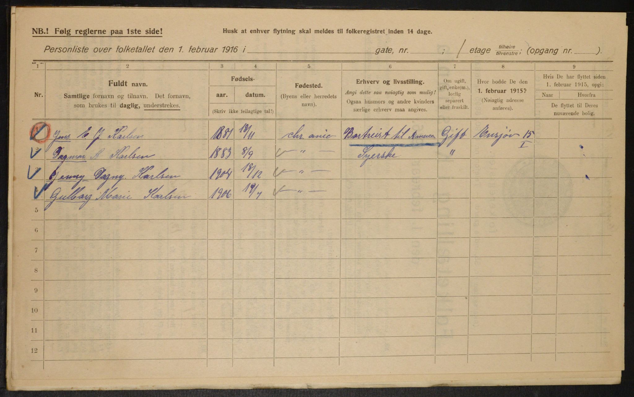 OBA, Municipal Census 1916 for Kristiania, 1916, p. 22342