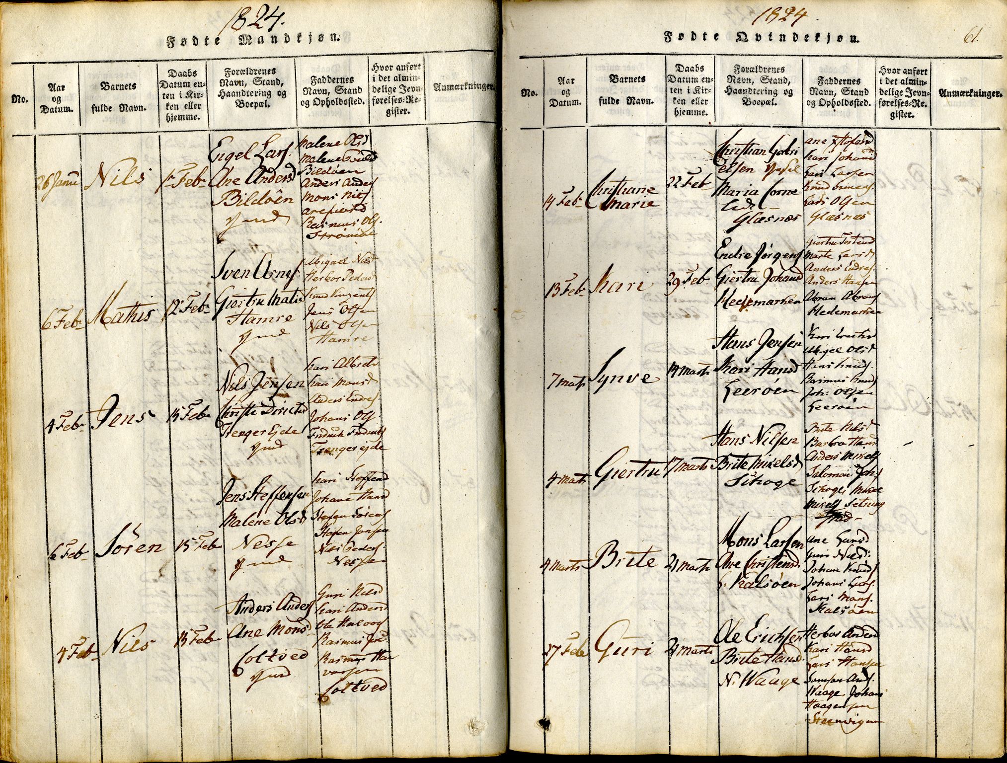 Sund sokneprestembete, AV/SAB-A-99930: Parish register (official) no. A 11, 1814-1825, p. 61