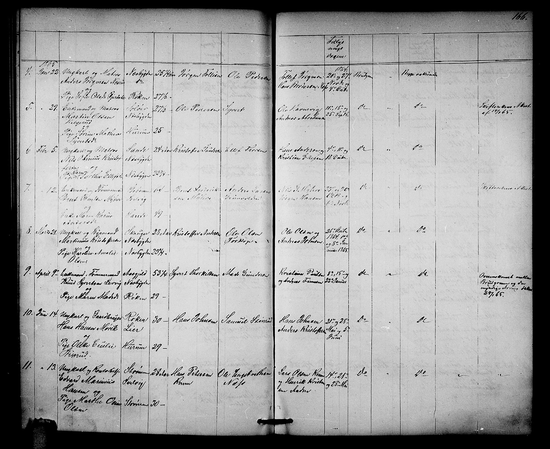 Strømm kirkebøker, SAKO/A-322/G/Ga/L0001: Parish register (copy) no. I 1, 1861-1885, p. 166