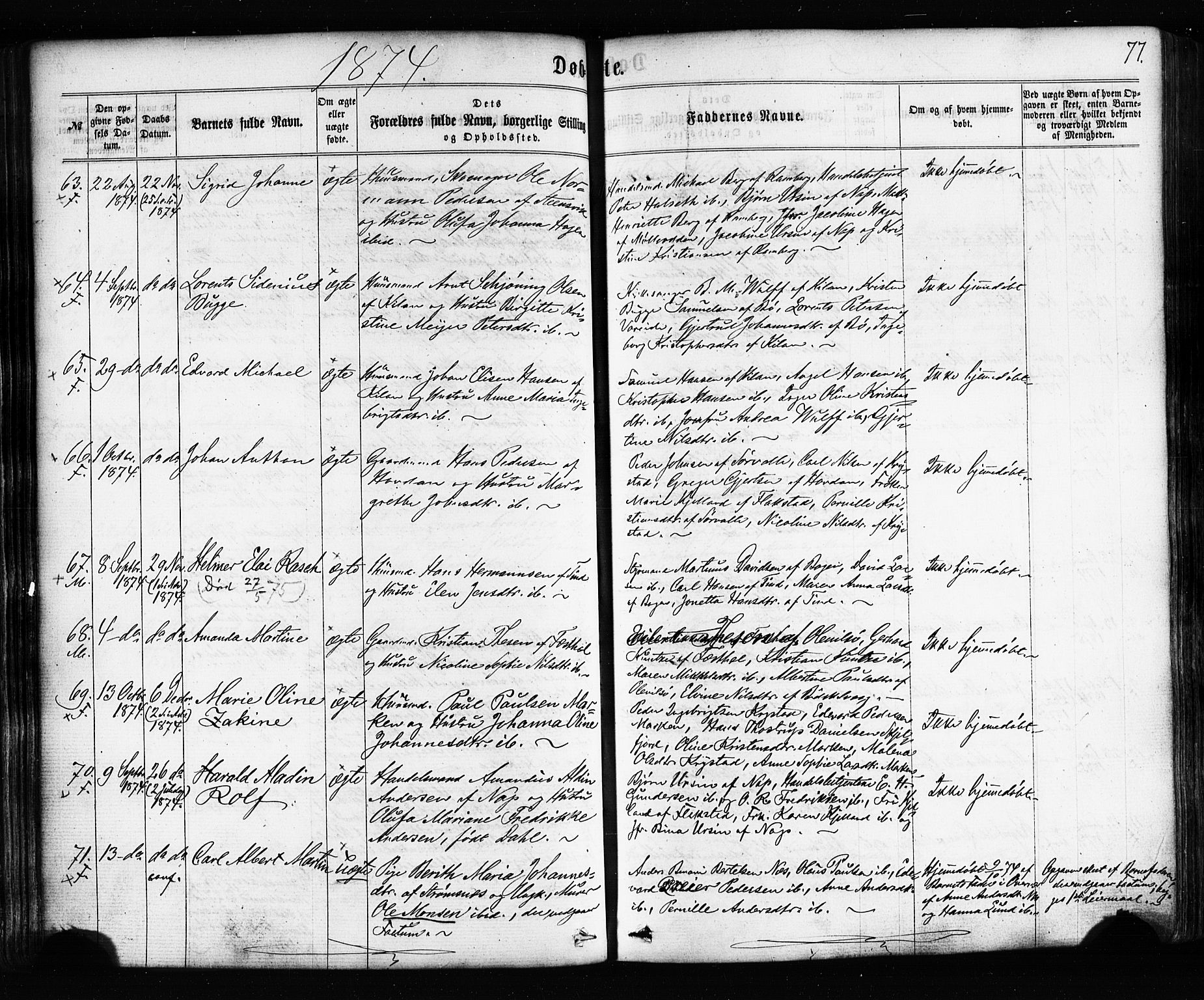 Ministerialprotokoller, klokkerbøker og fødselsregistre - Nordland, SAT/A-1459/885/L1203: Parish register (official) no. 885A04, 1859-1877, p. 77
