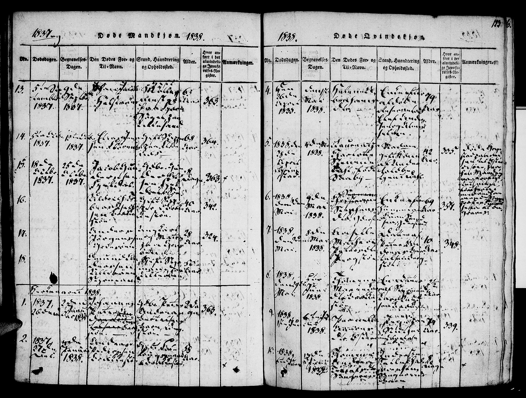 Vestre Moland sokneprestkontor, AV/SAK-1111-0046/F/Fa/Fab/L0003: Parish register (official) no. A 3, 1816-1843, p. 123