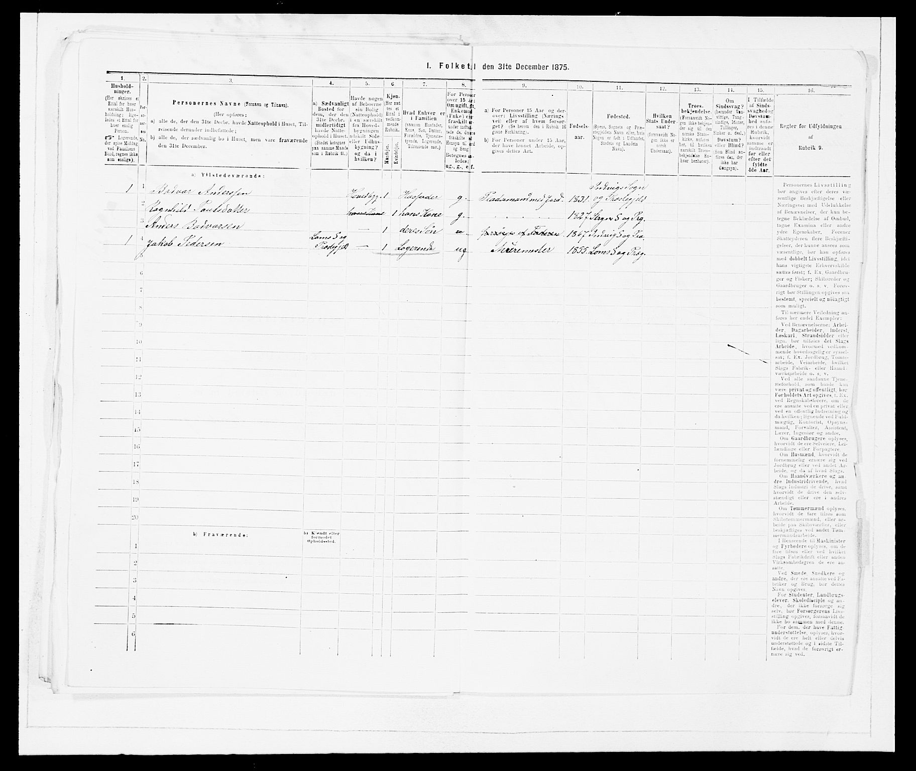 SAB, 1875 Census for 1447P Innvik, 1875, p. 611