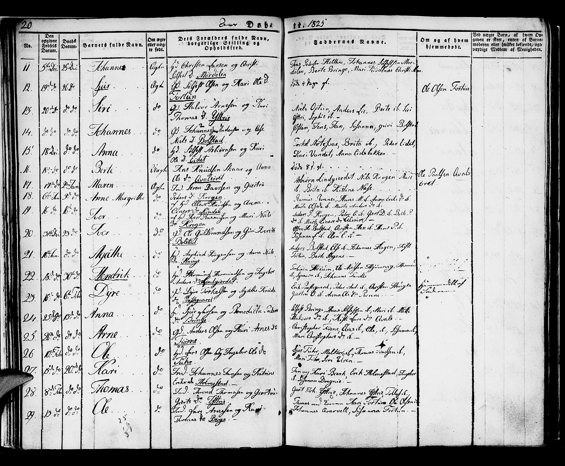 Luster sokneprestembete, SAB/A-81101/H/Haa/Haaa/L0004: Parish register (official) no. A 4, 1821-1832, p. 20