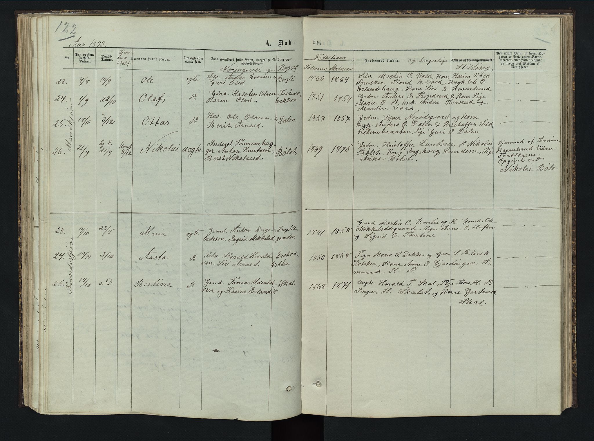 Sør-Aurdal prestekontor, AV/SAH-PREST-128/H/Ha/Hab/L0005: Parish register (copy) no. 5, 1866-1893, p. 122