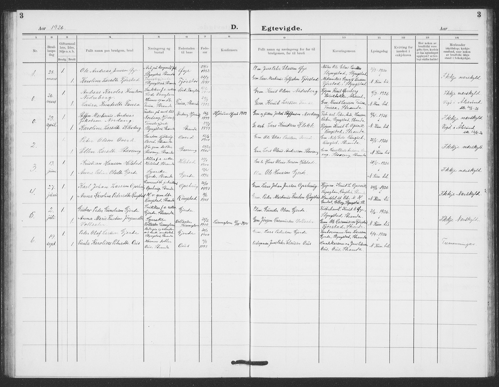 Ministerialprotokoller, klokkerbøker og fødselsregistre - Møre og Romsdal, AV/SAT-A-1454/520/L0294: Parish register (copy) no. 520C06, 1923-1938, p. 3