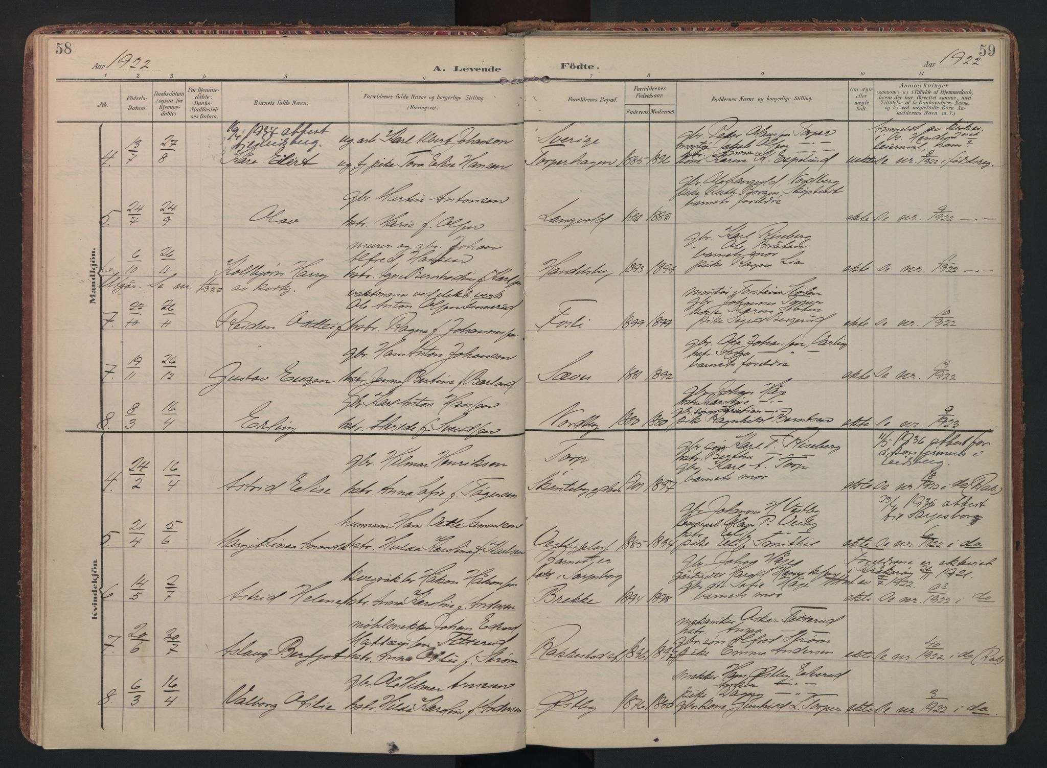 Rakkestad prestekontor Kirkebøker, AV/SAO-A-2008/F/Fc/L0002: Parish register (official) no. III 2, 1906-1928, p. 58-59