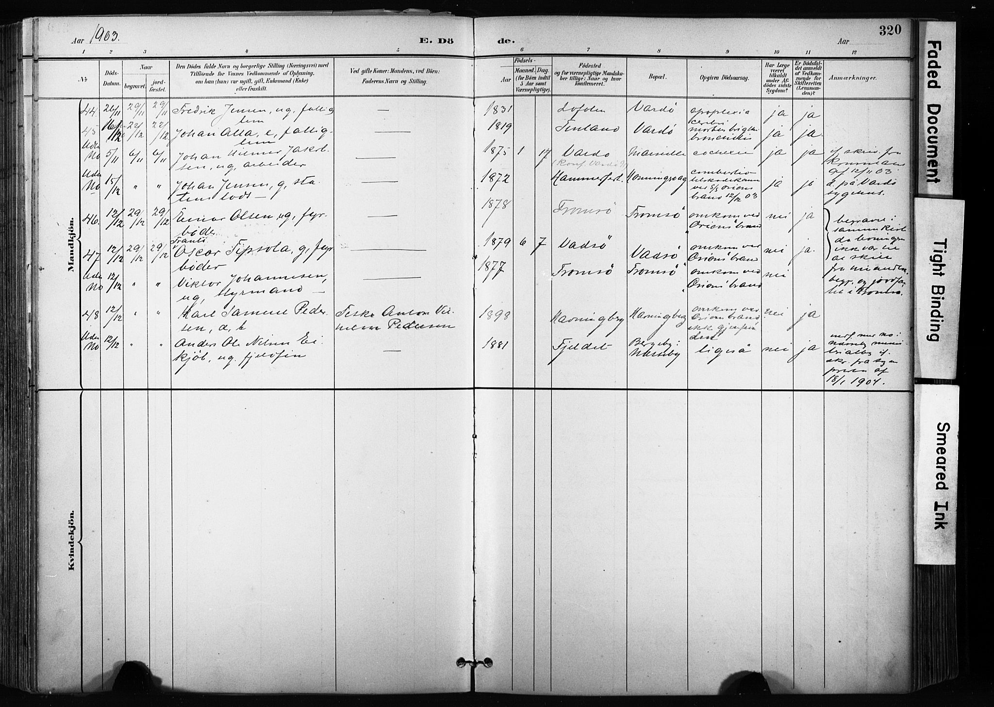 Vardø sokneprestkontor, SATØ/S-1332/H/Ha/L0010kirke: Parish register (official) no. 10, 1895-1907, p. 320