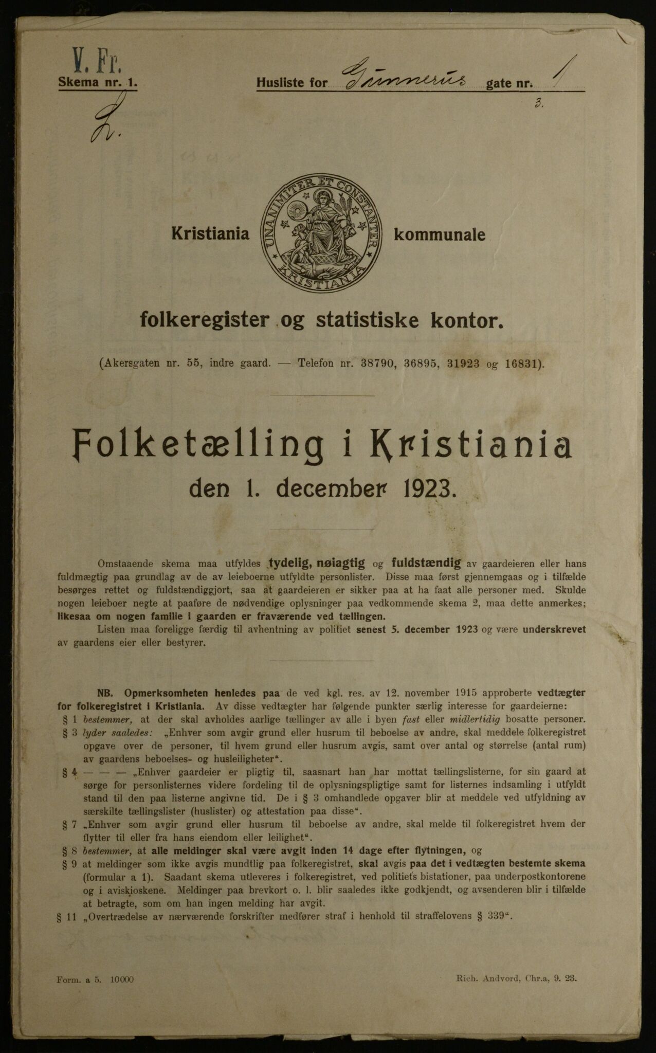 OBA, Municipal Census 1923 for Kristiania, 1923, p. 6050