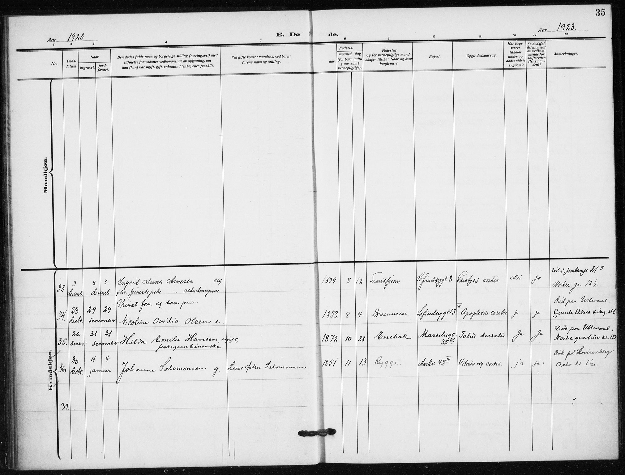 Hauge prestekontor Kirkebøker, AV/SAO-A-10849/F/Fa/L0005: Parish register (official) no. 5, 1917-1938, p. 35