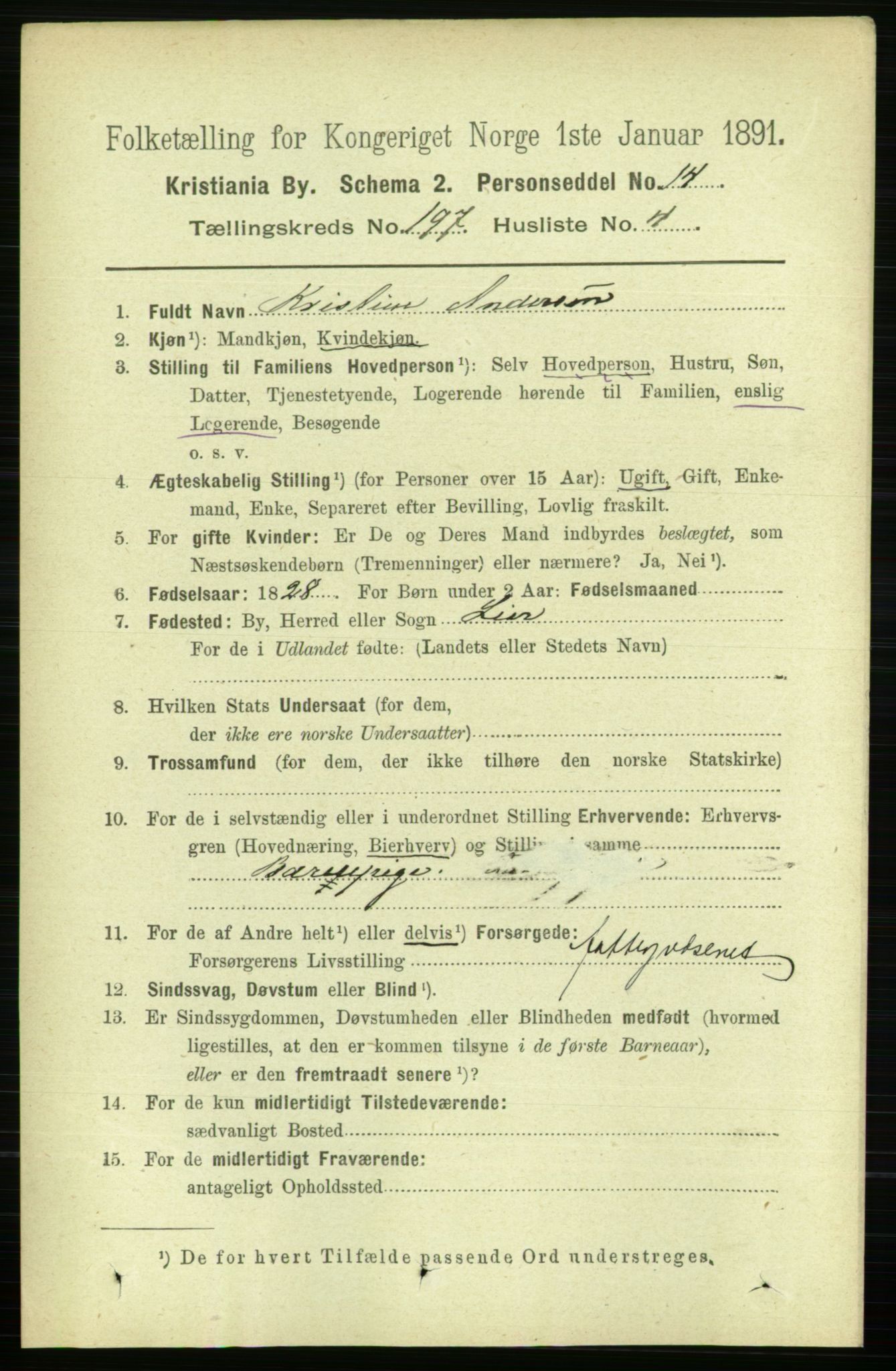 RA, 1891 census for 0301 Kristiania, 1891, p. 118881