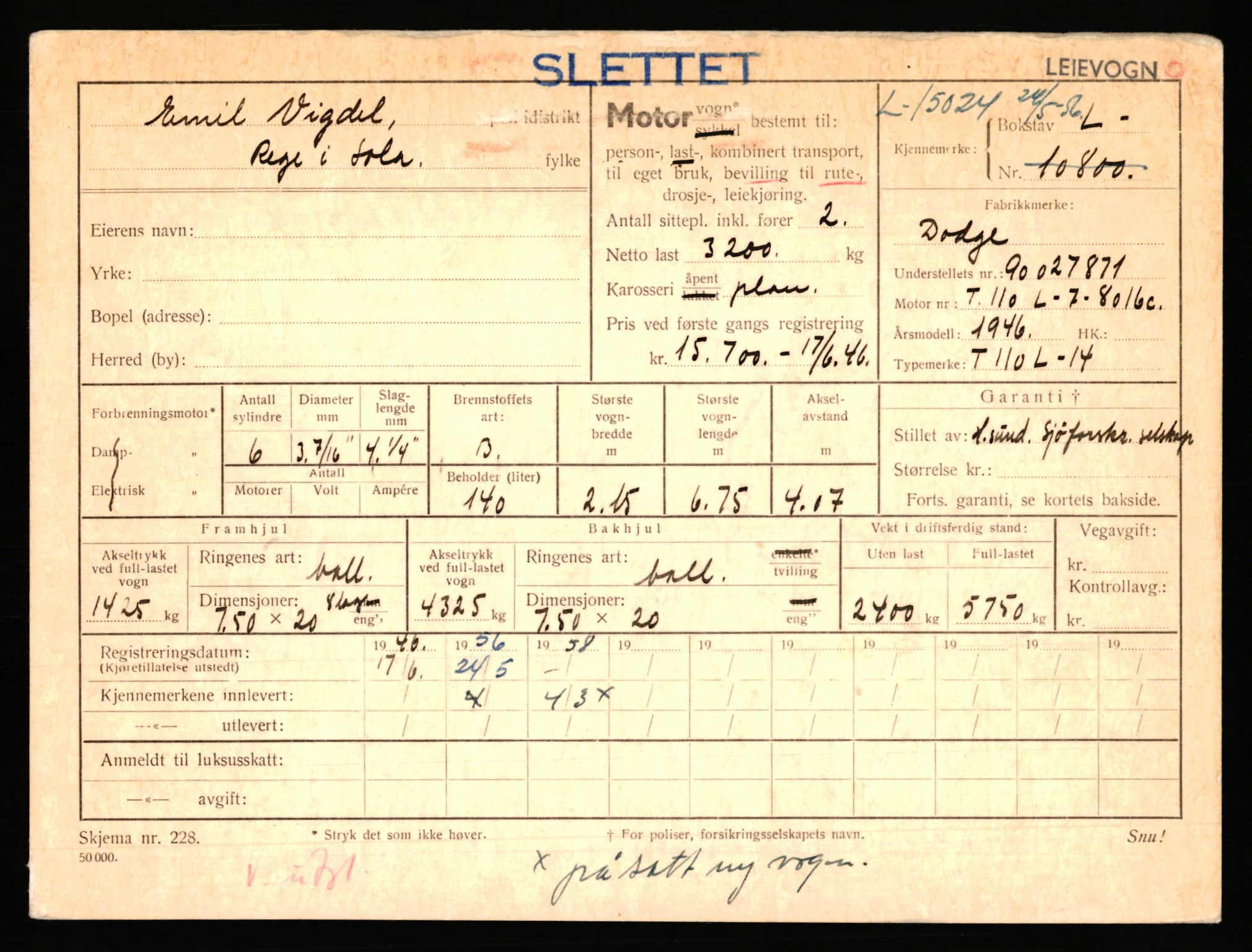 Stavanger trafikkstasjon, SAST/A-101942/0/F/L0019: L-10500 - L-10999, 1930-1971, p. 1185