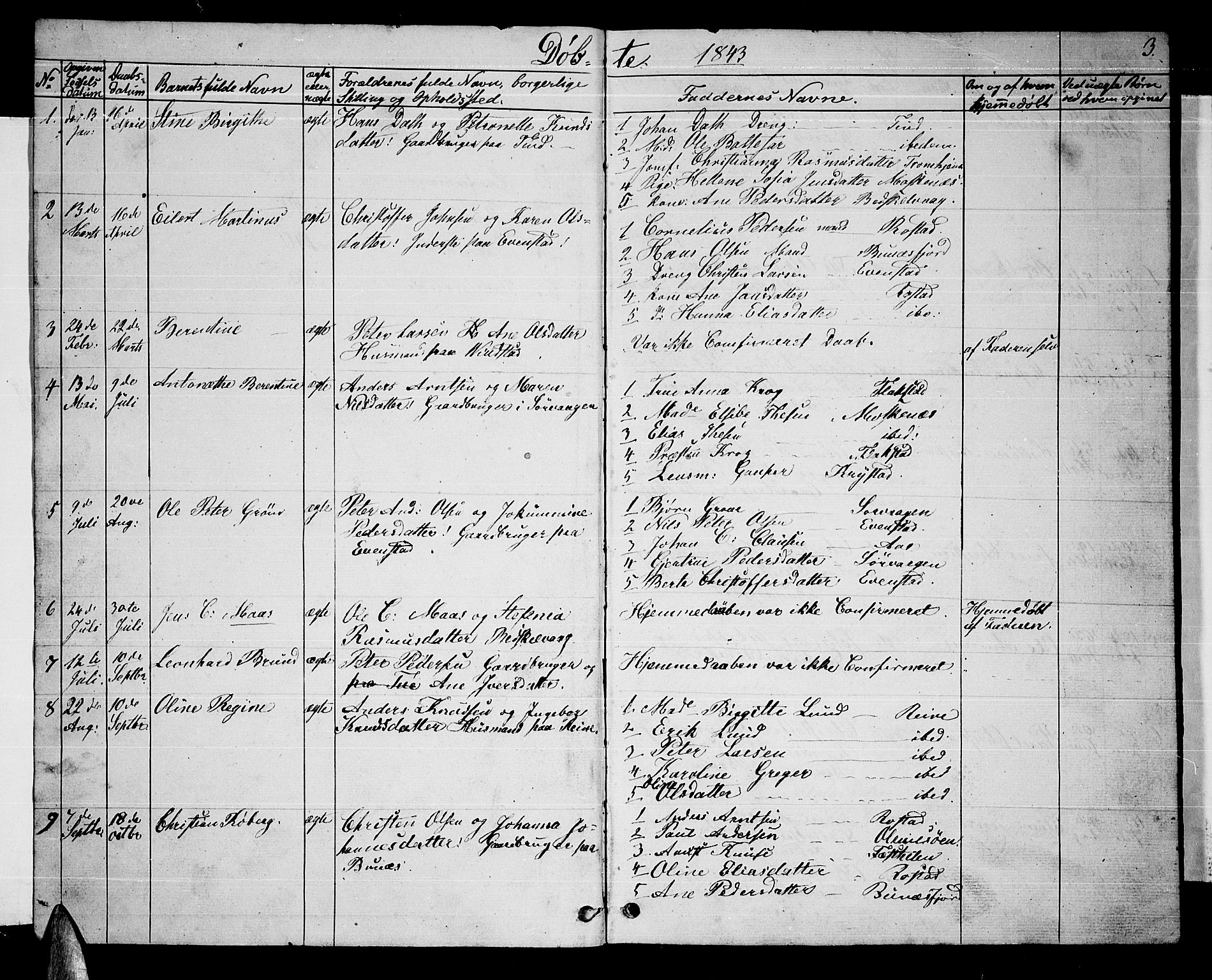 Ministerialprotokoller, klokkerbøker og fødselsregistre - Nordland, SAT/A-1459/886/L1224: Parish register (copy) no. 886C01, 1843-1873, p. 3