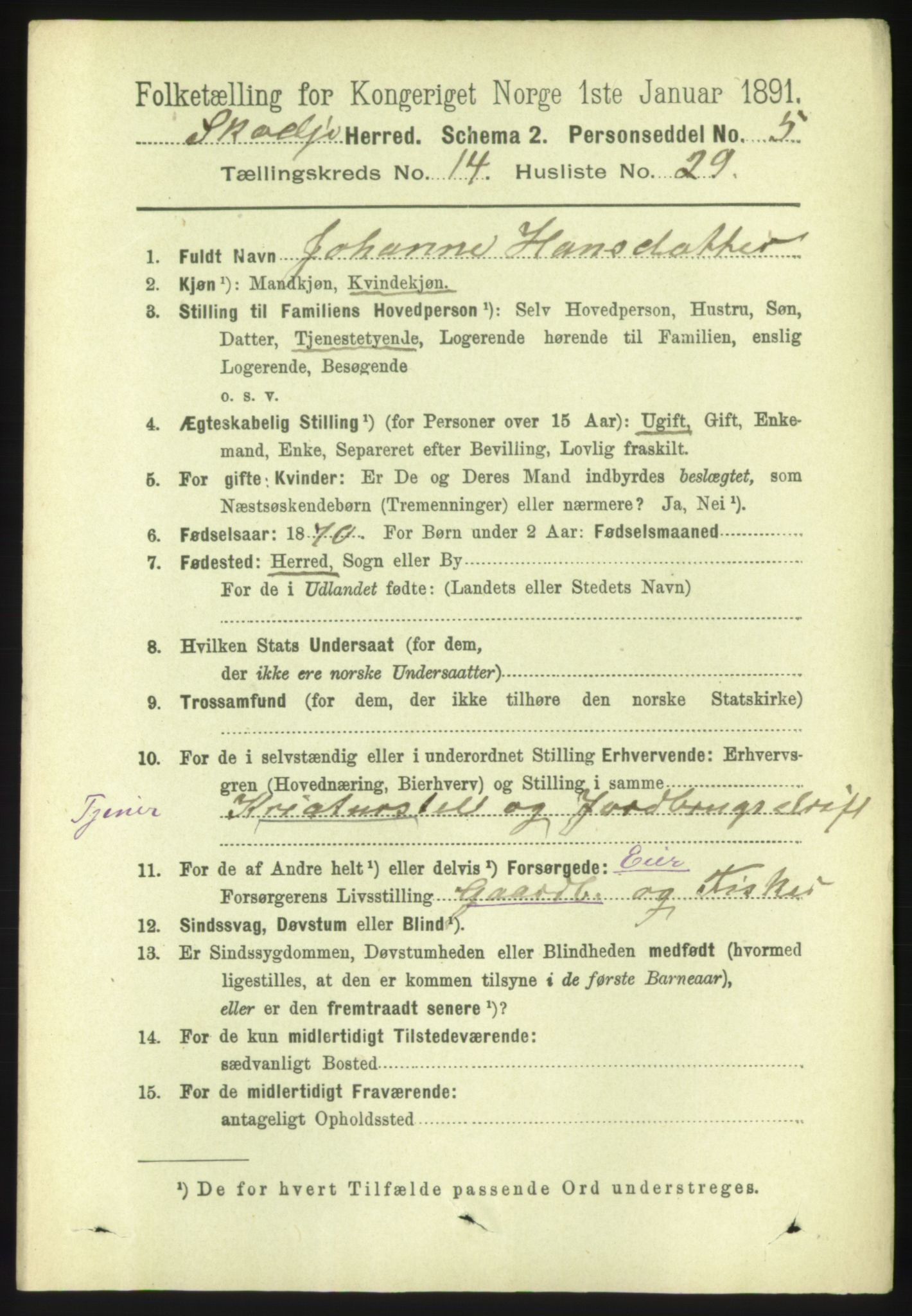 RA, 1891 census for 1529 Skodje, 1891, p. 3181