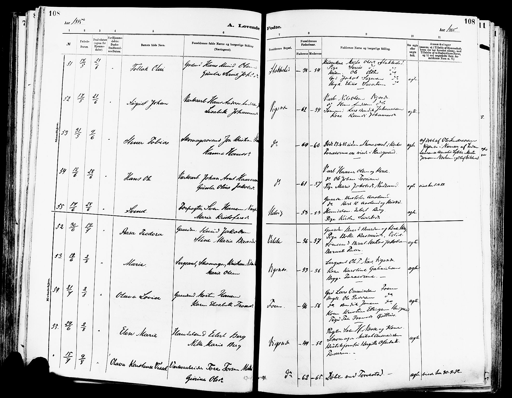 Avaldsnes sokneprestkontor, SAST/A -101851/H/Ha/Haa/L0014: Parish register (official) no. A 14, 1880-1889, p. 108