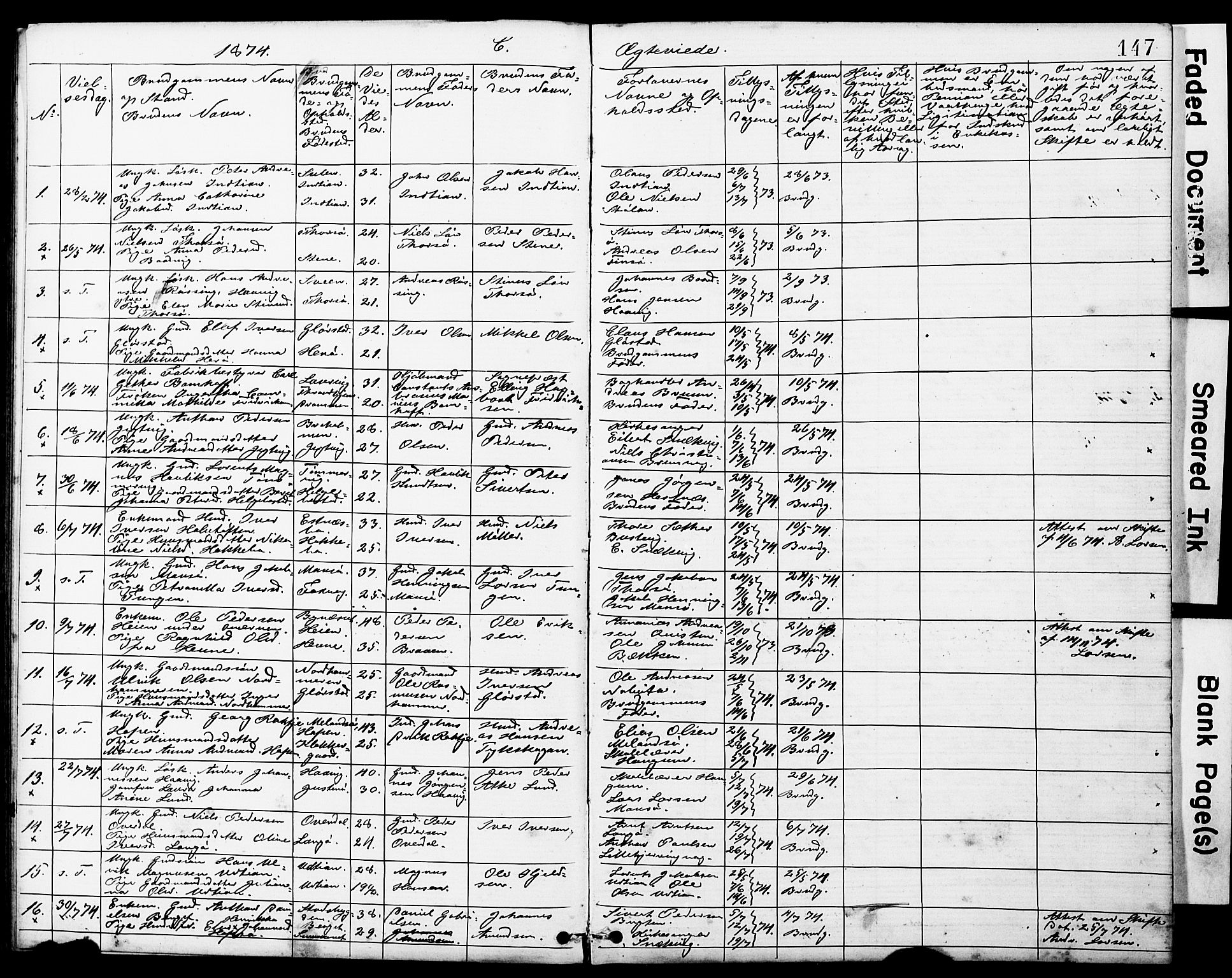 Ministerialprotokoller, klokkerbøker og fødselsregistre - Sør-Trøndelag, SAT/A-1456/634/L0541: Parish register (copy) no. 634C03, 1874-1891, p. 147