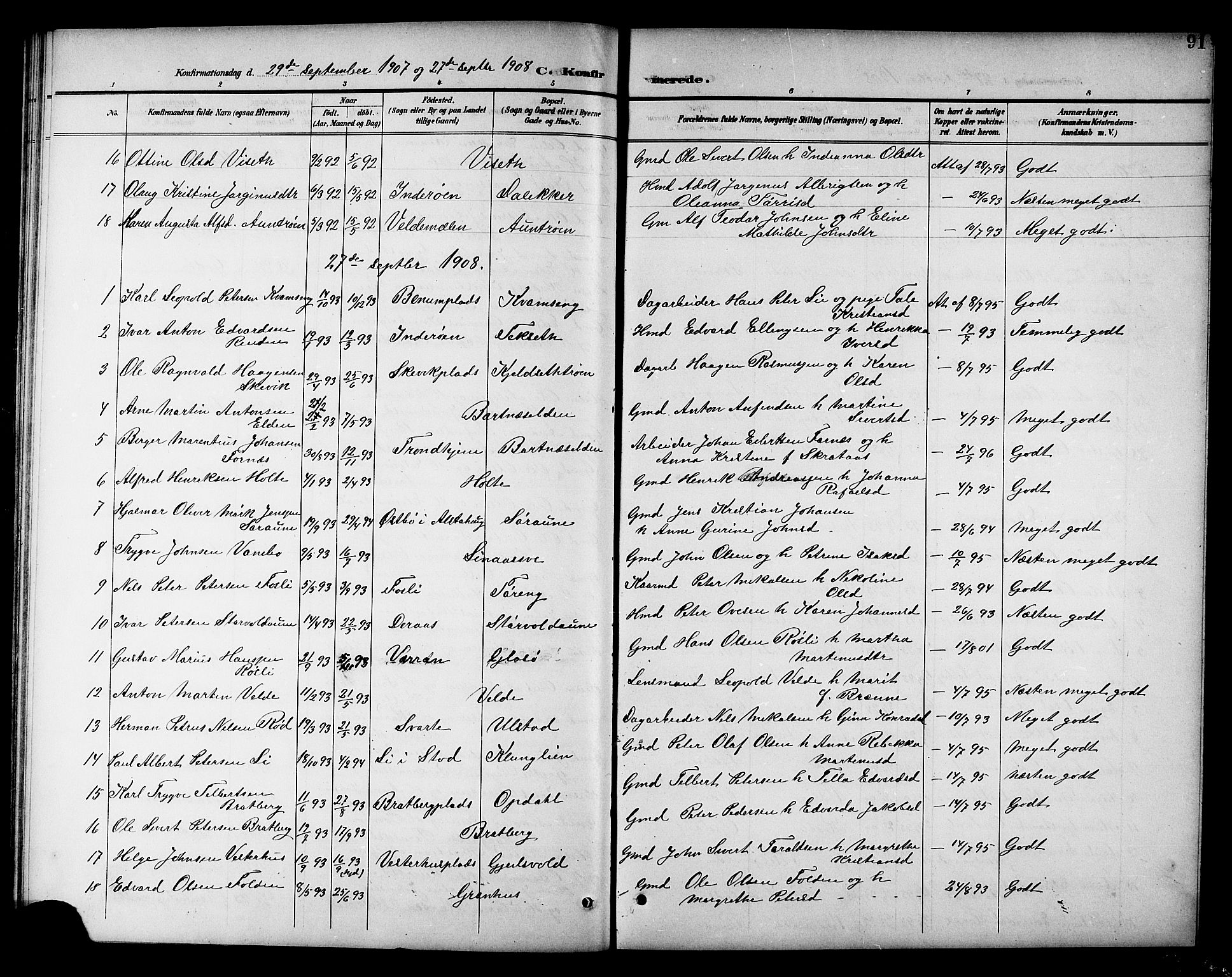 Ministerialprotokoller, klokkerbøker og fødselsregistre - Nord-Trøndelag, SAT/A-1458/741/L0401: Parish register (copy) no. 741C02, 1899-1911, p. 91