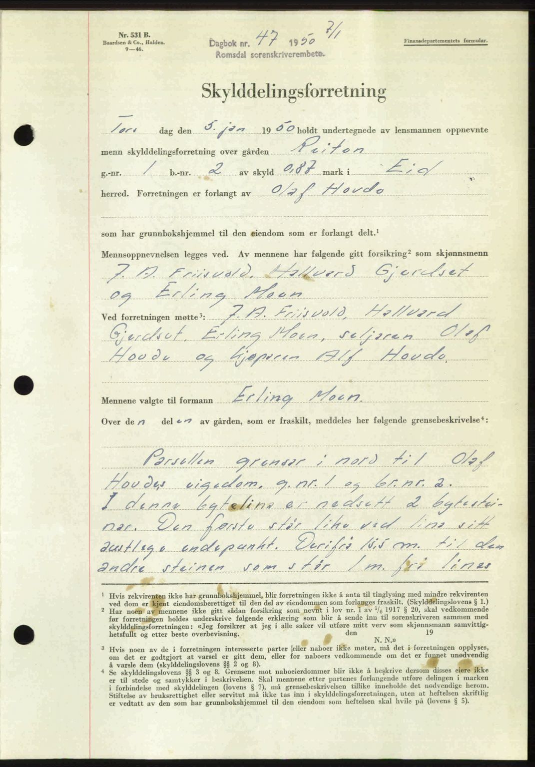 Romsdal sorenskriveri, AV/SAT-A-4149/1/2/2C: Mortgage book no. A32, 1950-1950, Diary no: : 47/1950