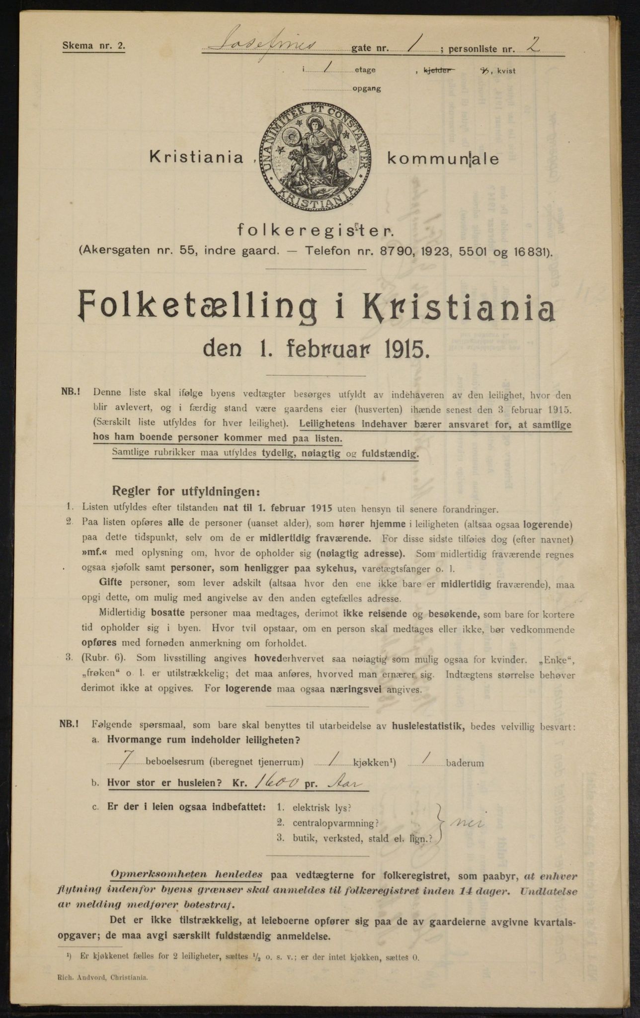 OBA, Municipal Census 1915 for Kristiania, 1915, p. 46868