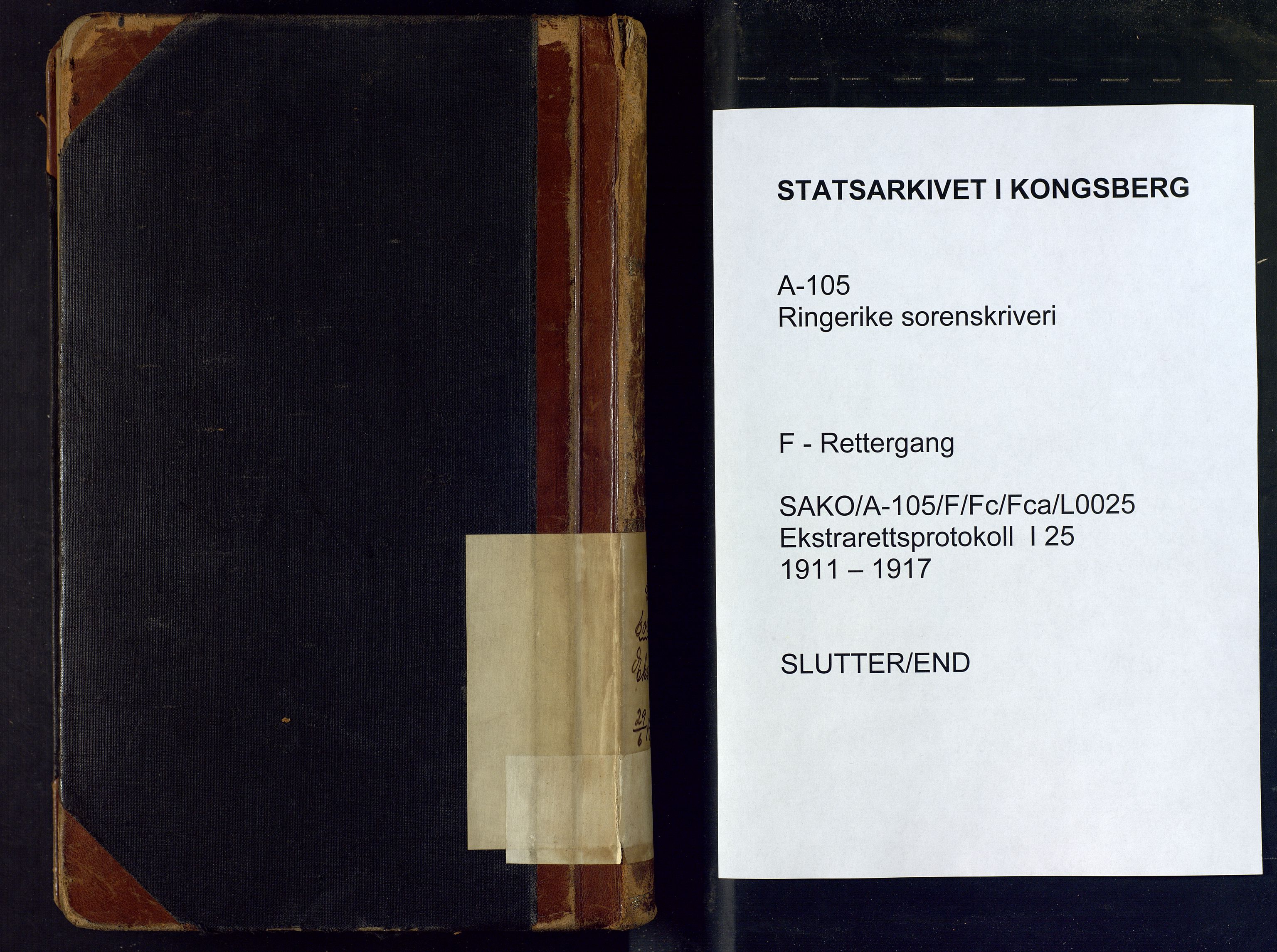 Ringerike sorenskriveri, SAKO/A-105/F/Fc/Fca/L0025: Ekstrarettsprotokoll, 1911-1917