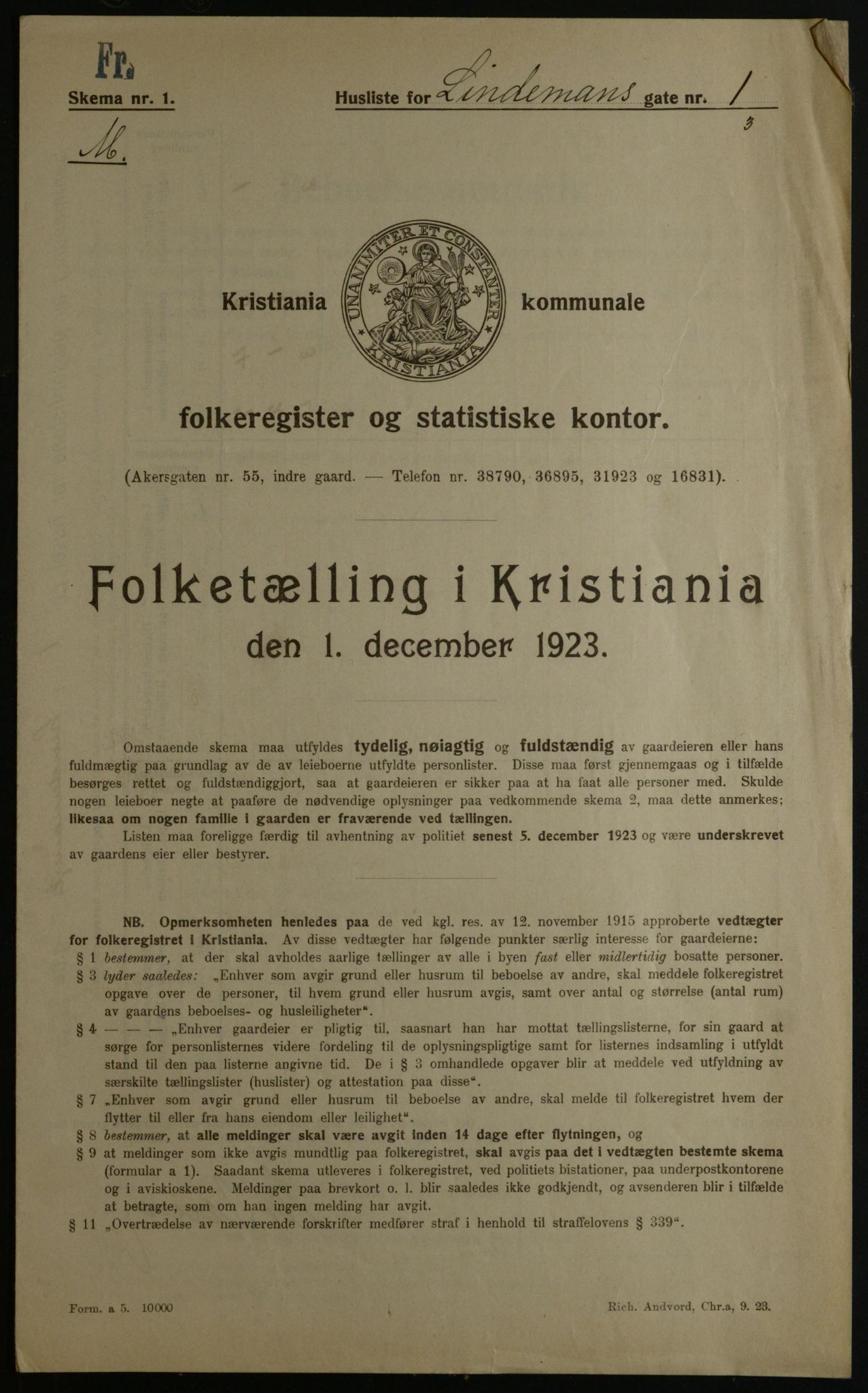OBA, Municipal Census 1923 for Kristiania, 1923, p. 63948