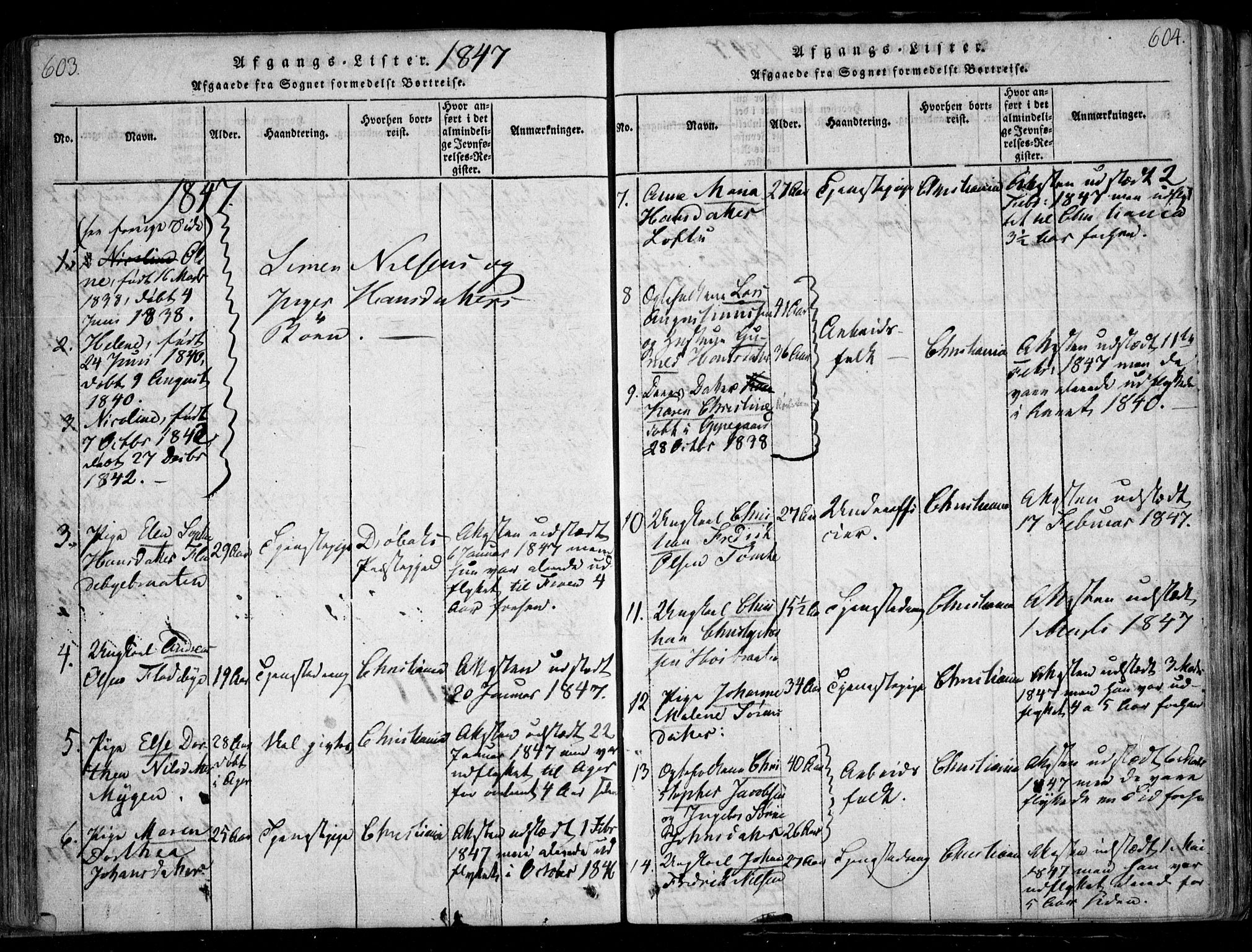 Nesodden prestekontor Kirkebøker, SAO/A-10013/F/Fa/L0006: Parish register (official) no. I 6, 1814-1847, p. 603-604