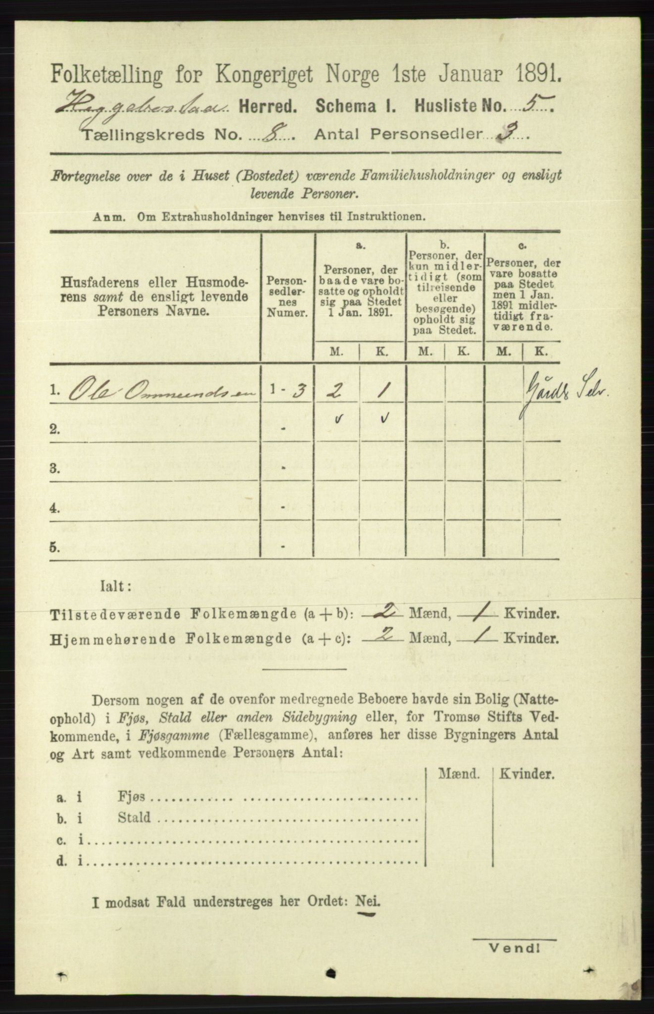 RA, 1891 census for 1034 Hægebostad, 1891, p. 2424