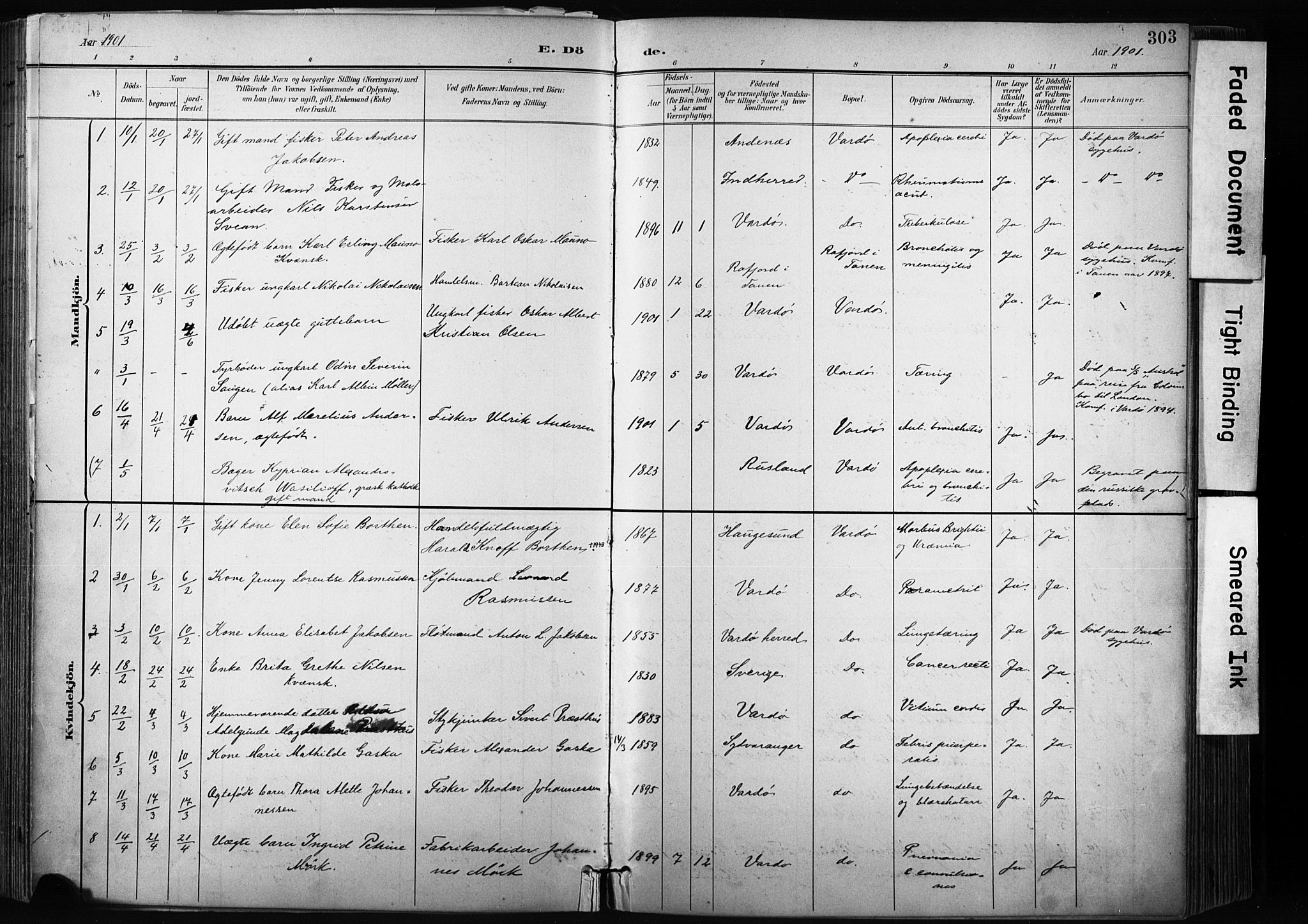 Vardø sokneprestkontor, SATØ/S-1332/H/Ha/L0010kirke: Parish register (official) no. 10, 1895-1907, p. 303
