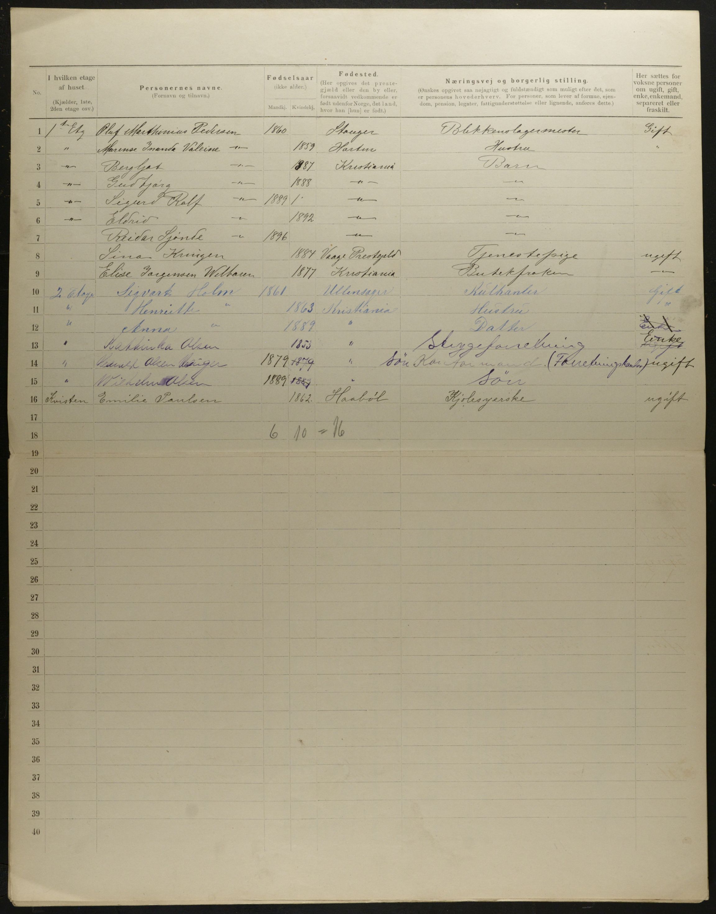 OBA, Municipal Census 1901 for Kristiania, 1901, p. 8063