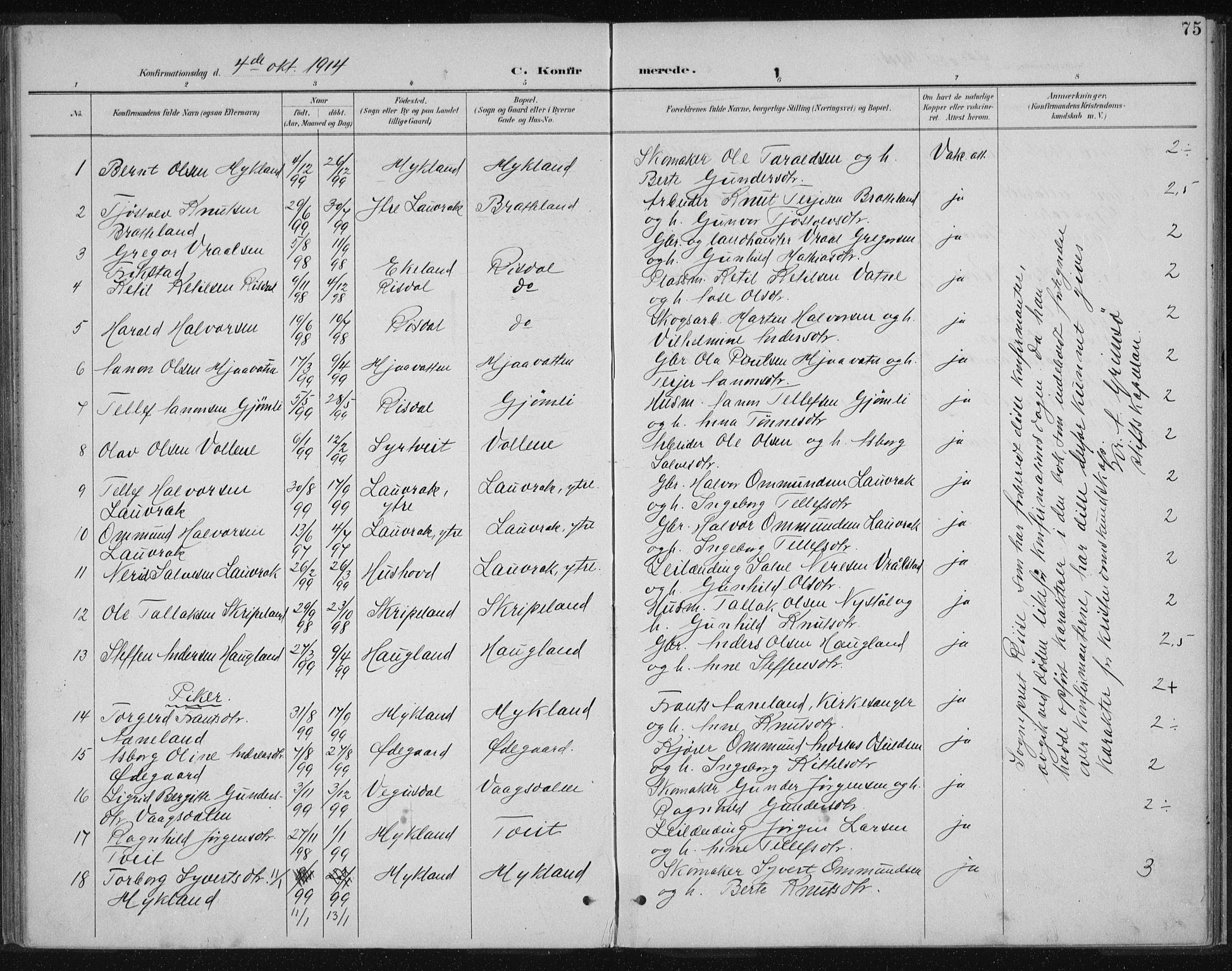 Herefoss sokneprestkontor, SAK/1111-0019/F/Fa/Fac/L0002: Parish register (official) no. A 2, 1887-1915, p. 75