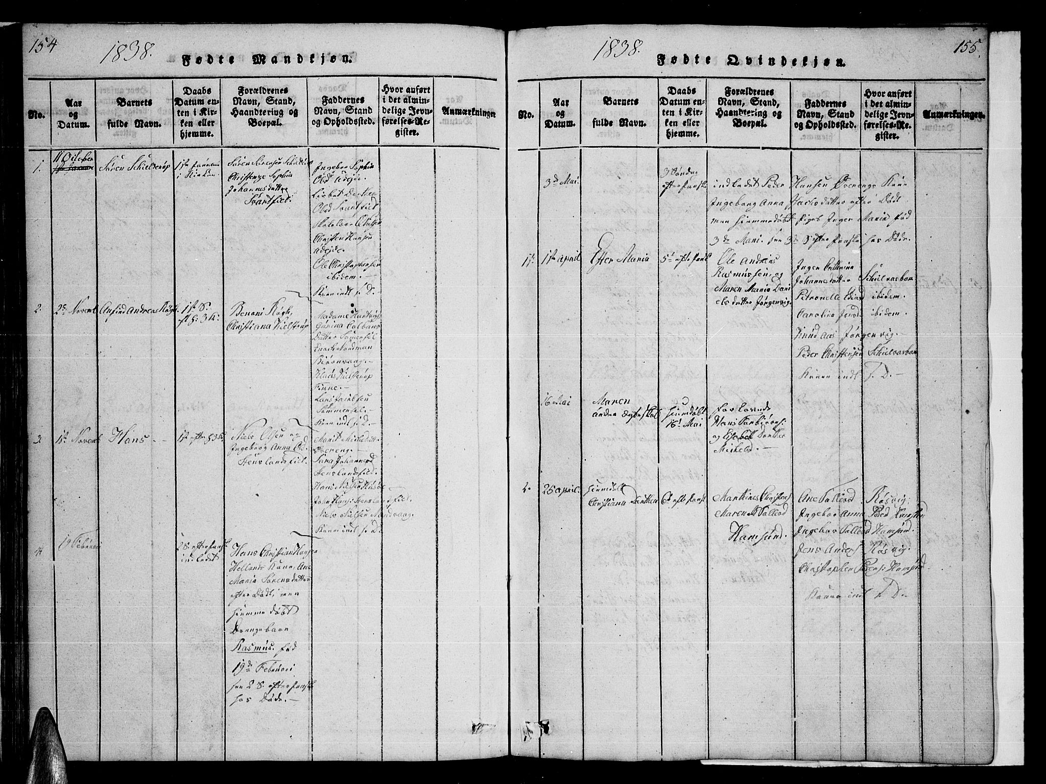 Ministerialprotokoller, klokkerbøker og fødselsregistre - Nordland, AV/SAT-A-1459/859/L0855: Parish register (copy) no. 859C01, 1821-1839, p. 154-155