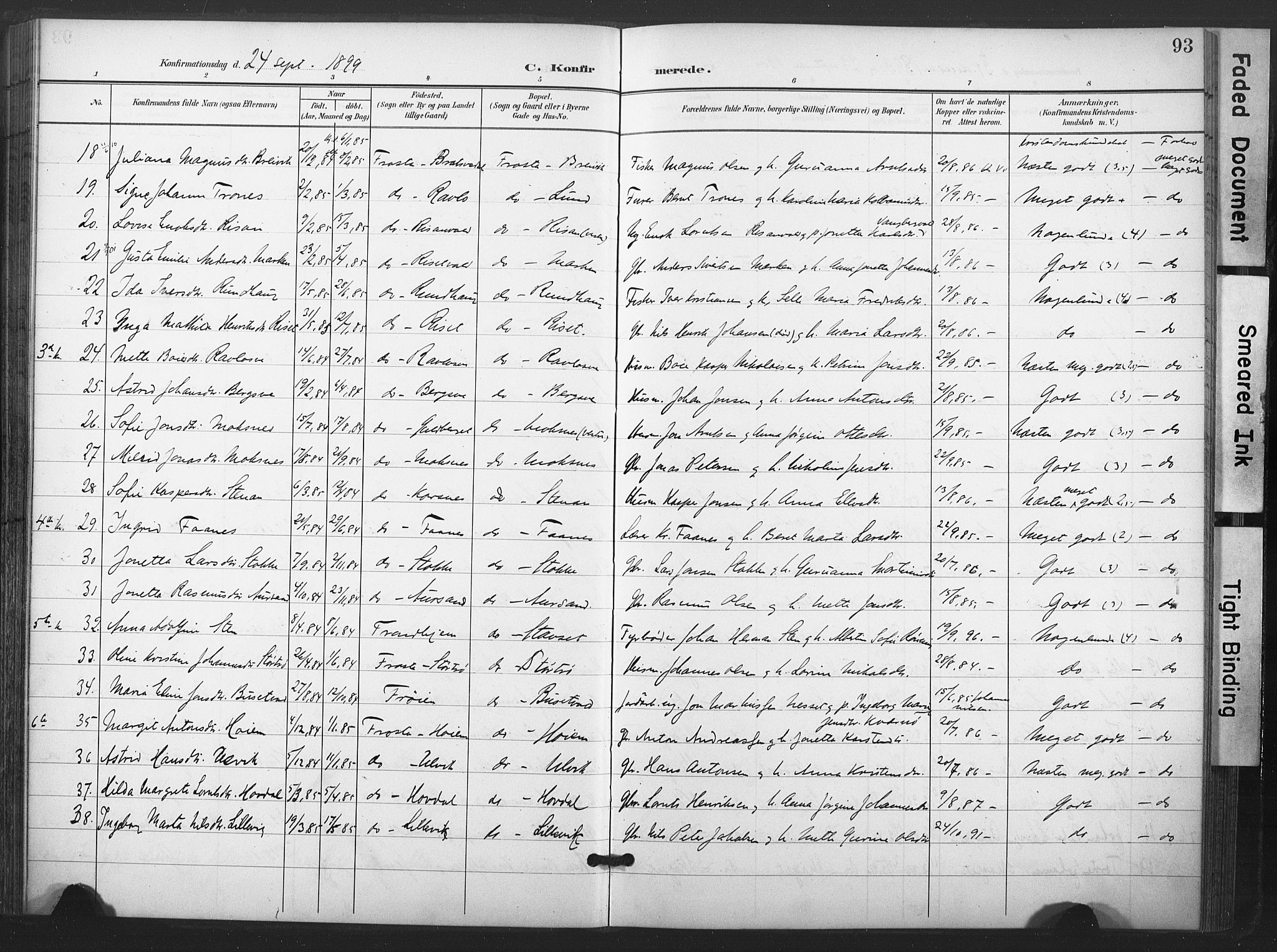 Ministerialprotokoller, klokkerbøker og fødselsregistre - Nord-Trøndelag, AV/SAT-A-1458/713/L0122: Parish register (official) no. 713A11, 1899-1910, p. 93