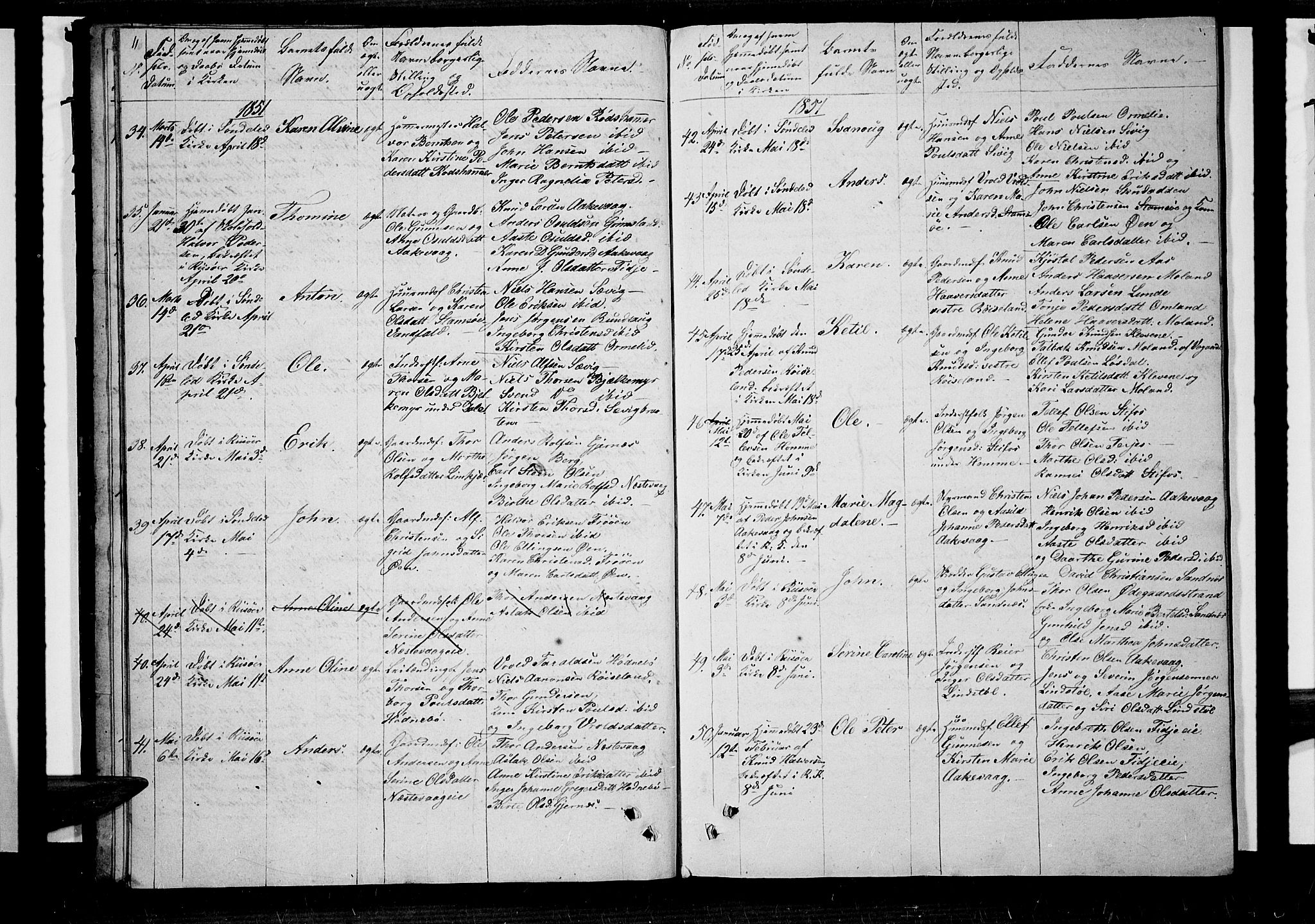 Søndeled sokneprestkontor, AV/SAK-1111-0038/F/Fb/L0003: Parish register (copy) no. B 3, 1849-1857, p. 11