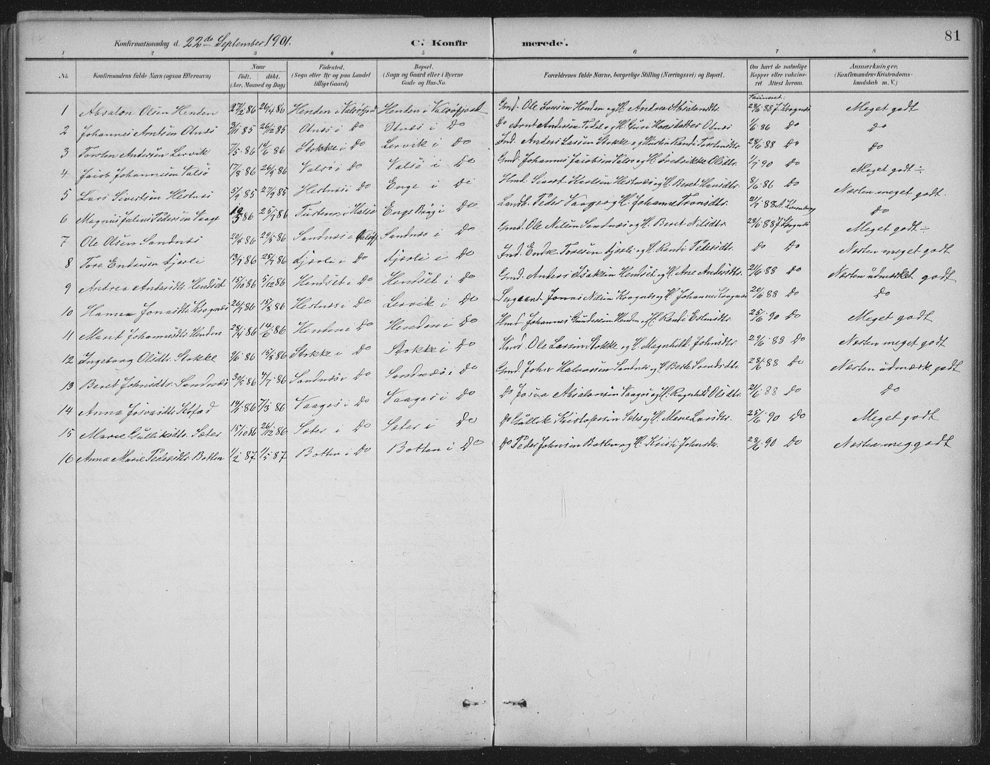 Ministerialprotokoller, klokkerbøker og fødselsregistre - Møre og Romsdal, AV/SAT-A-1454/580/L0925: Parish register (official) no. 580A02, 1888-1913, p. 81