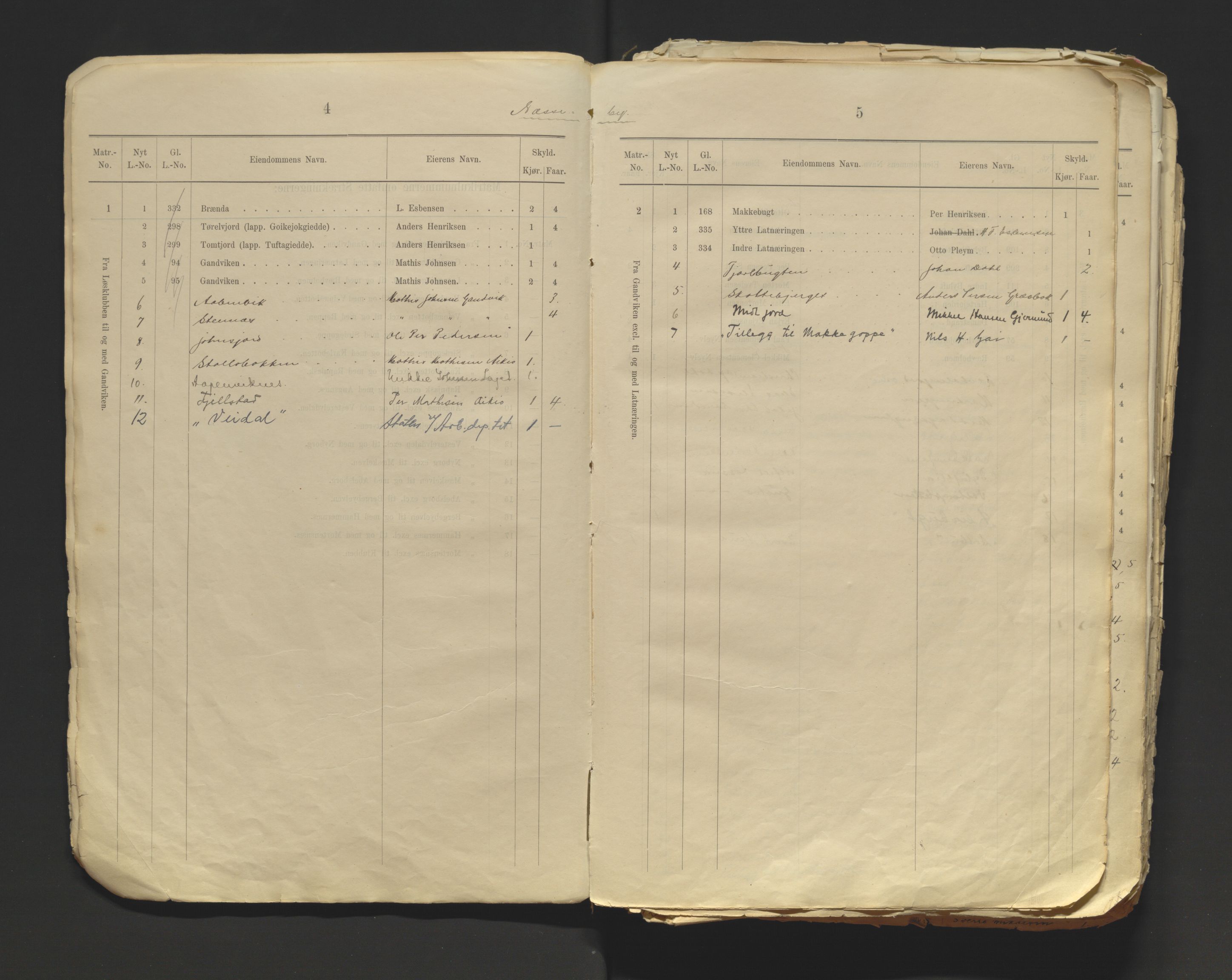 Tana fogderi/sorenskriveri, AV/SATØ-S-0058/I/Ip/L0254/0001: -- / Annet om tinglysing. Matrikkel, Tana sorenskriveri., 1884, p. 4-5