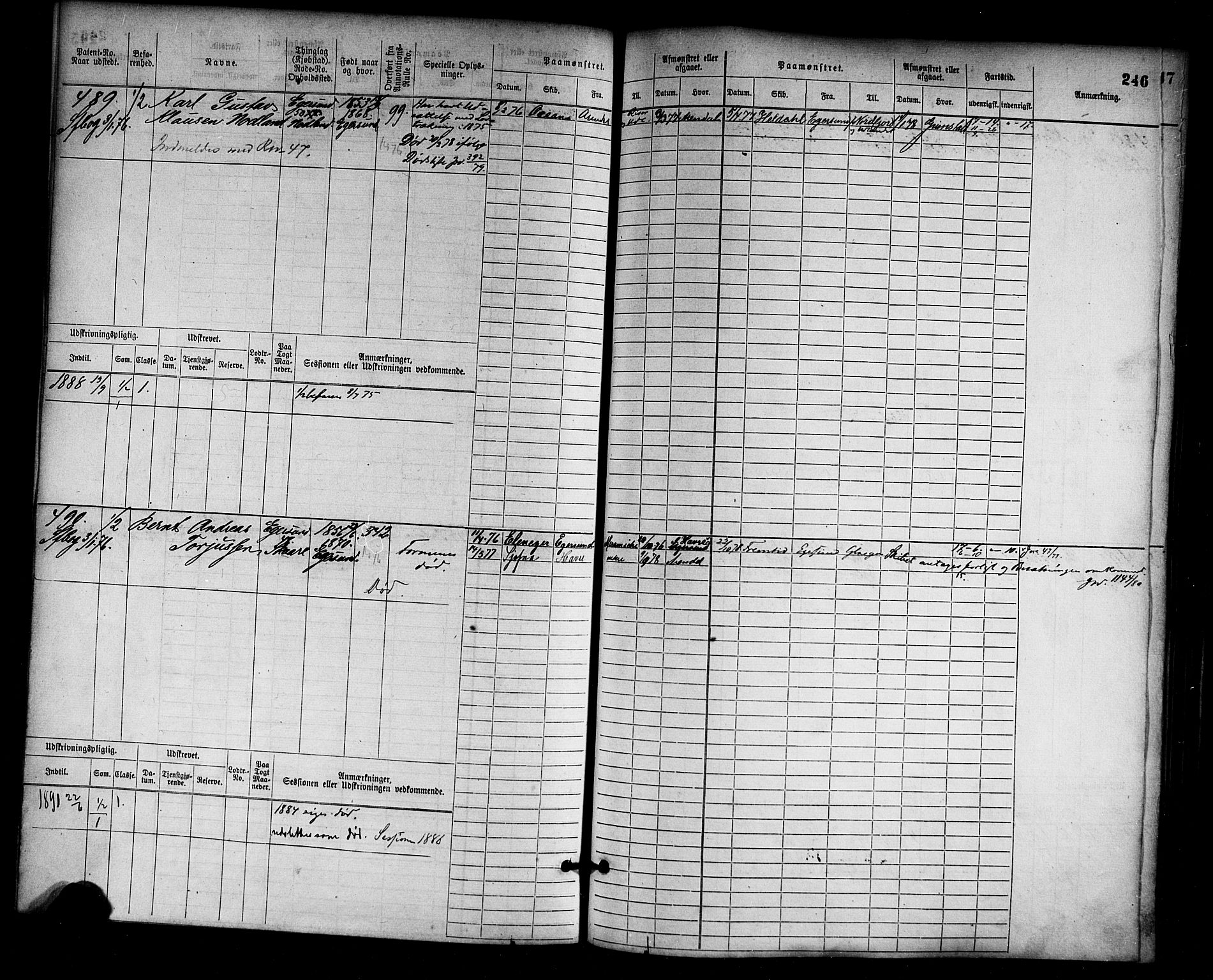 Egersund mønstringskrets, SAK/2031-0019/F/Fb/L0001: Hovedrulle nr 1-666, O-3, 1868-1920, p. 253