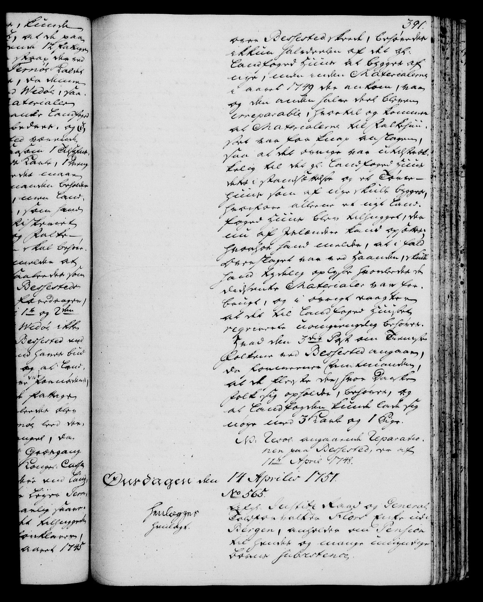 Rentekammeret, Kammerkanselliet, RA/EA-3111/G/Gh/Gha/L0030: Norsk ekstraktmemorialprotokoll (merket RK 53.75), 1749-1751, p. 391