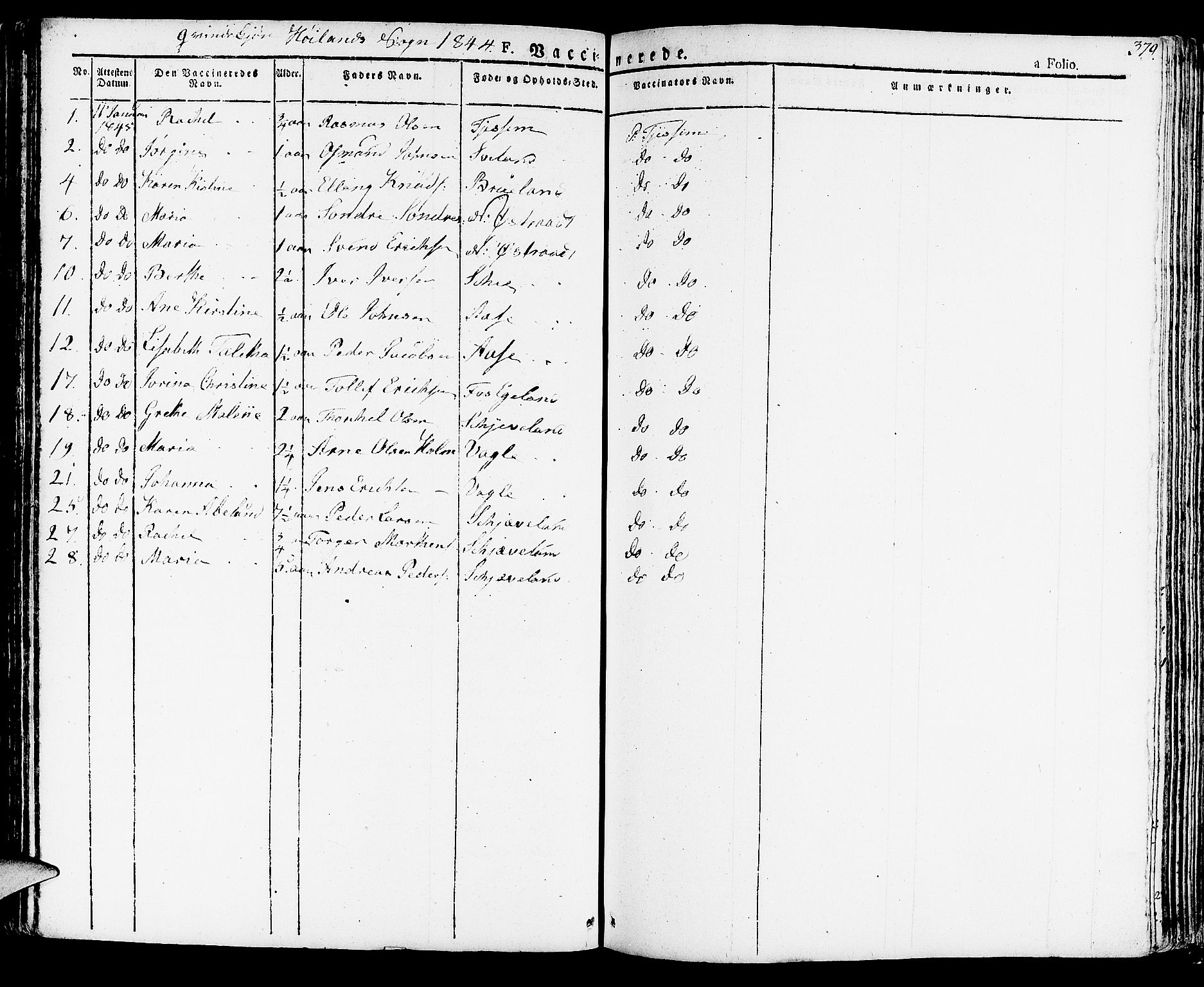Høyland sokneprestkontor, SAST/A-101799/001/30BA/L0007: Parish register (official) no. A 7 /1, 1825-1841, p. 379